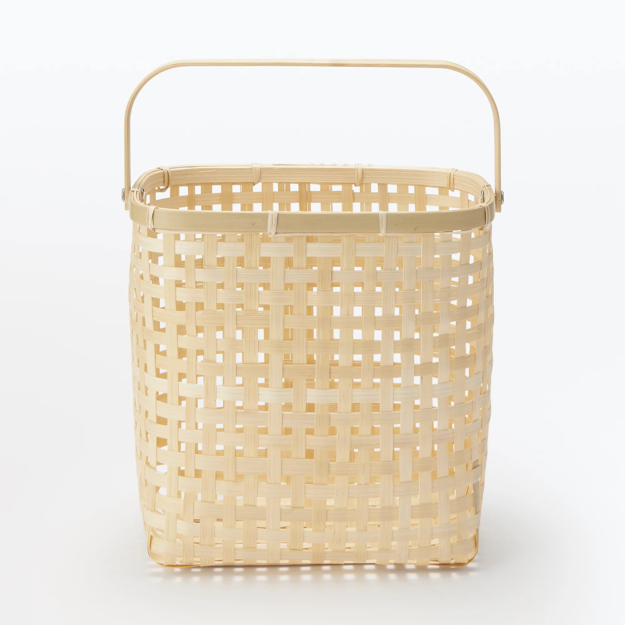 Bamboo Open Weave Basket with Handle - Medium (W25.5 x D18 x H24 cm) - Image 3