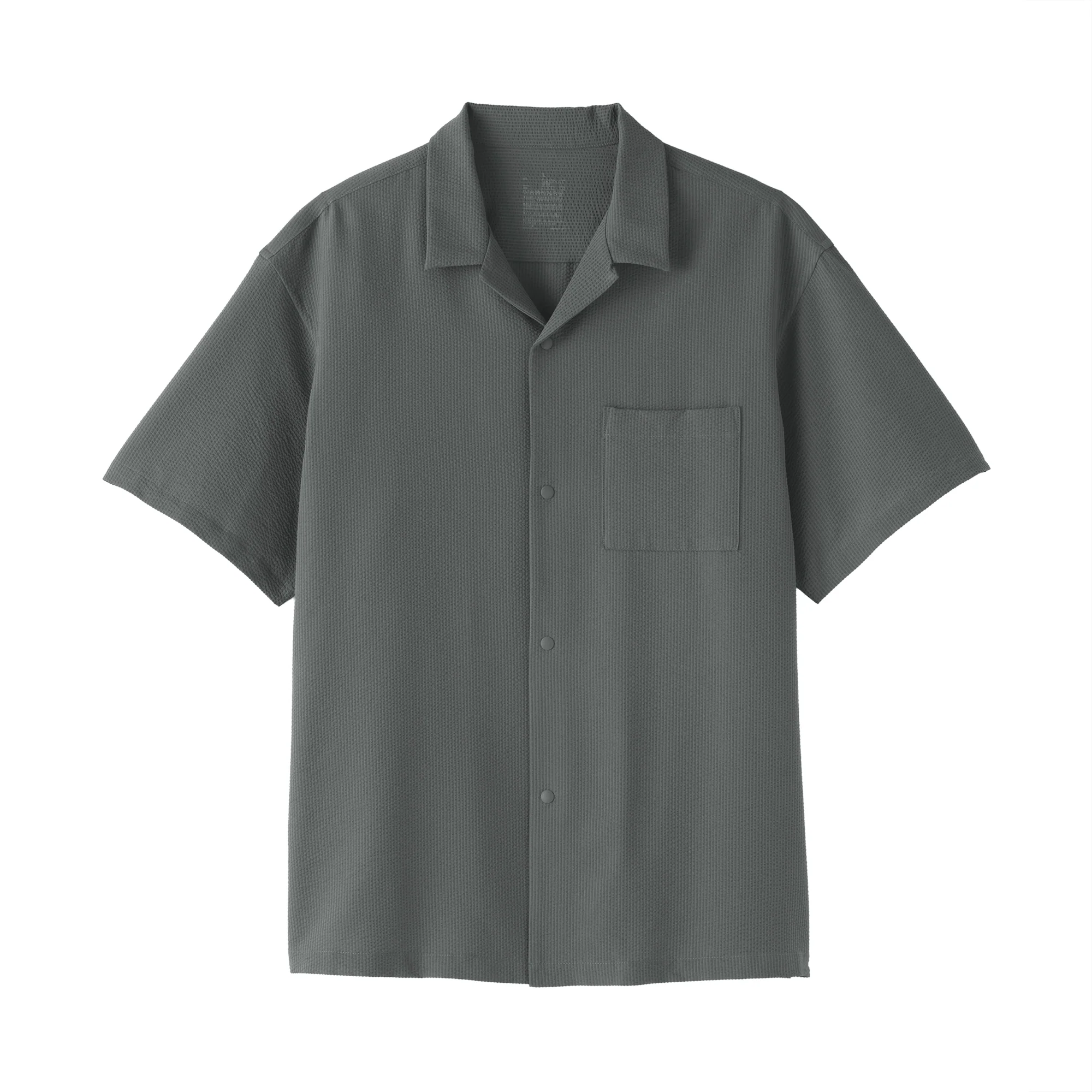Breathable Seersucker Open Collar Shirt - Image 10