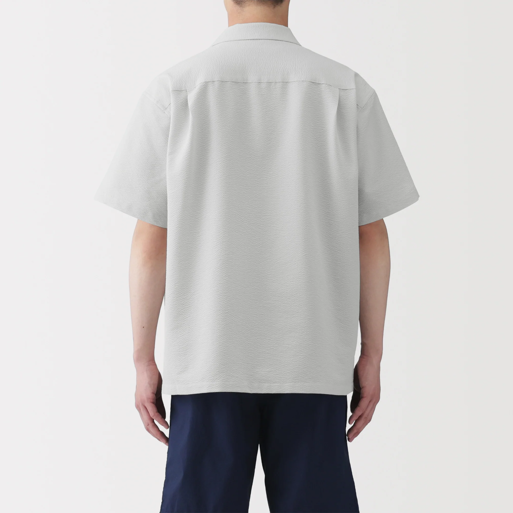 Breathable Seersucker Open Collar Shirt - Image 6