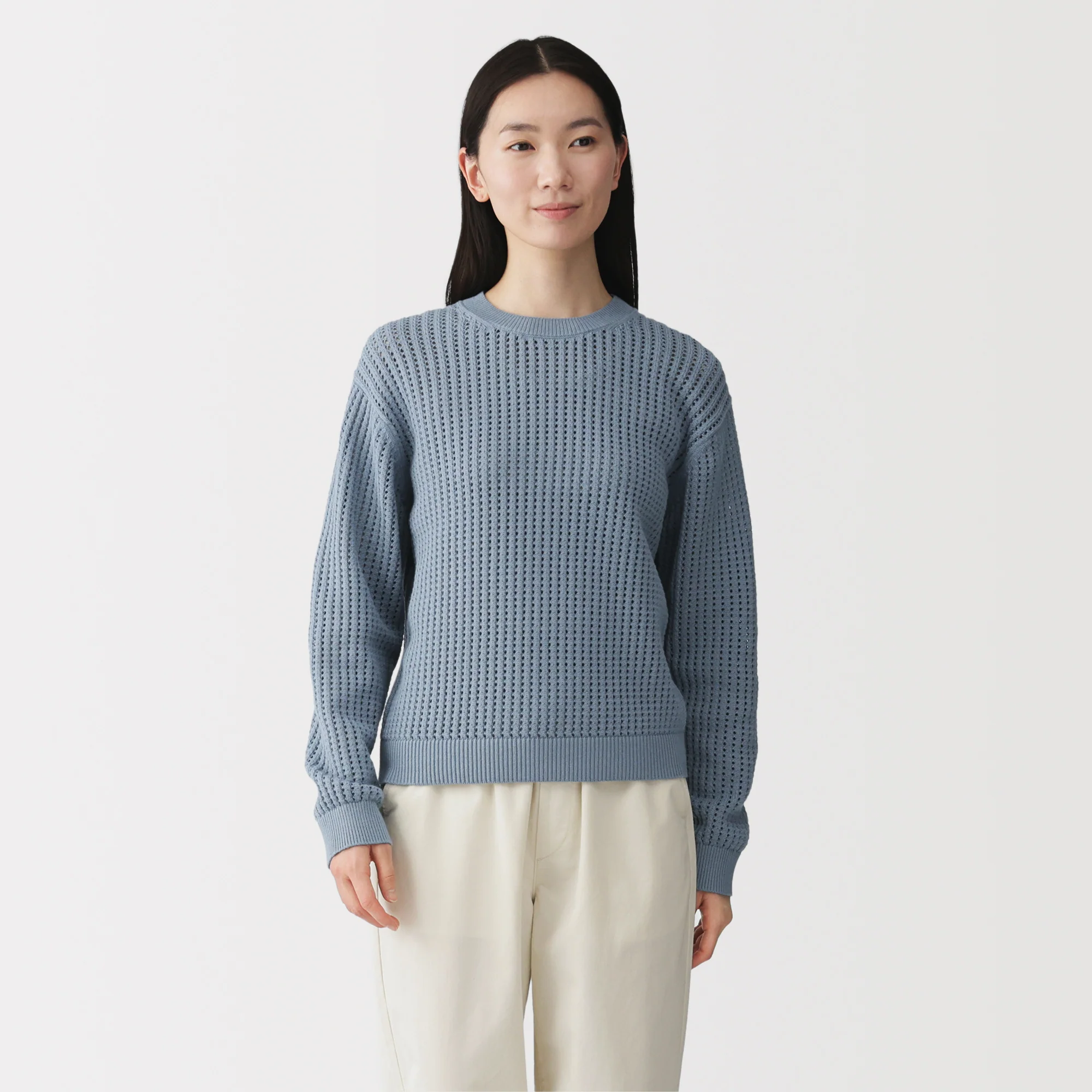Cotton Blend Mesh Sweater - Image 11