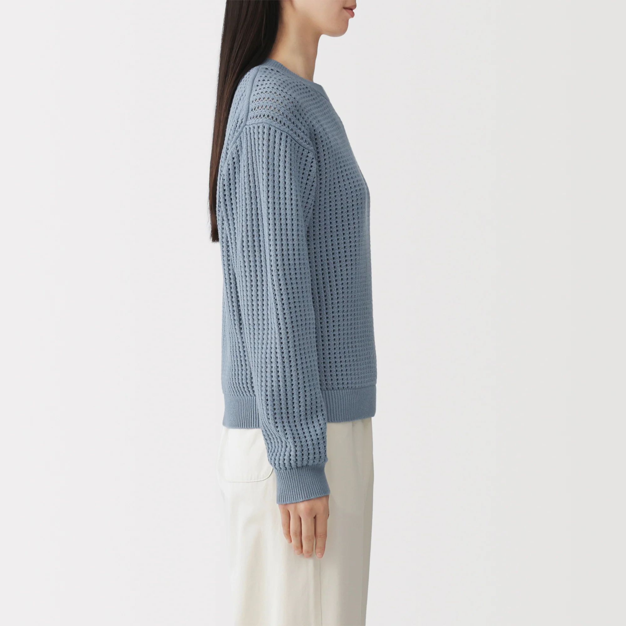 Cotton Blend Mesh Sweater - Image 13