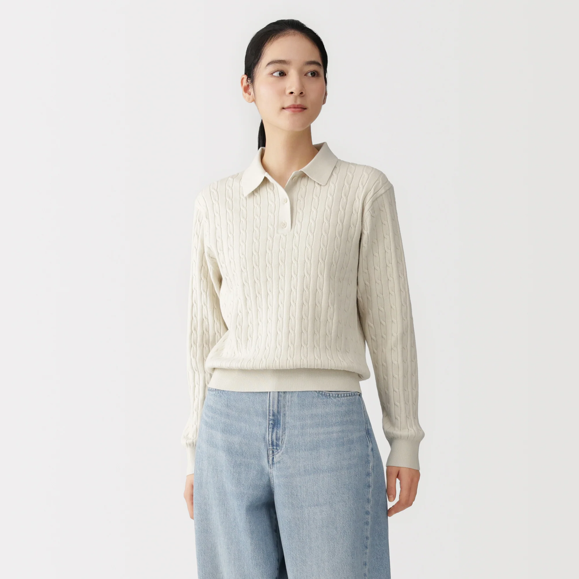 Cotton Blend Polo Sweater - Image 3