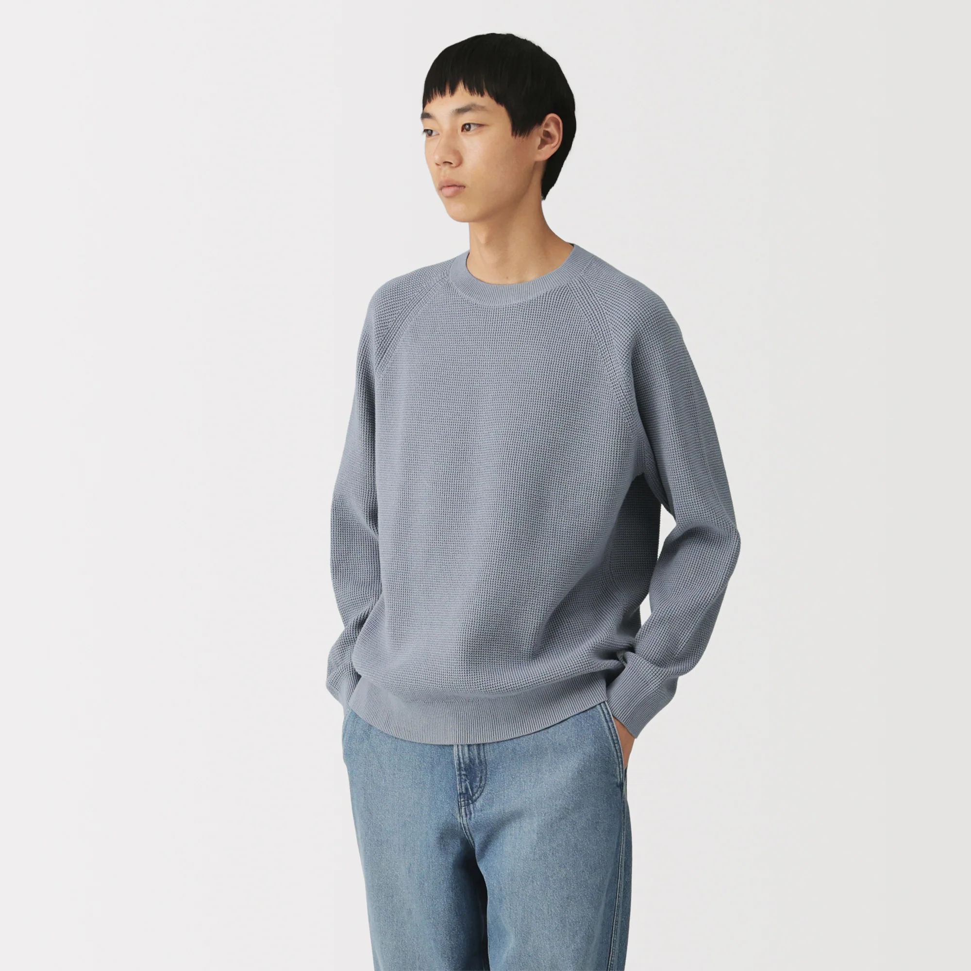 Cotton Blend Waffle Sweater - Image 3
