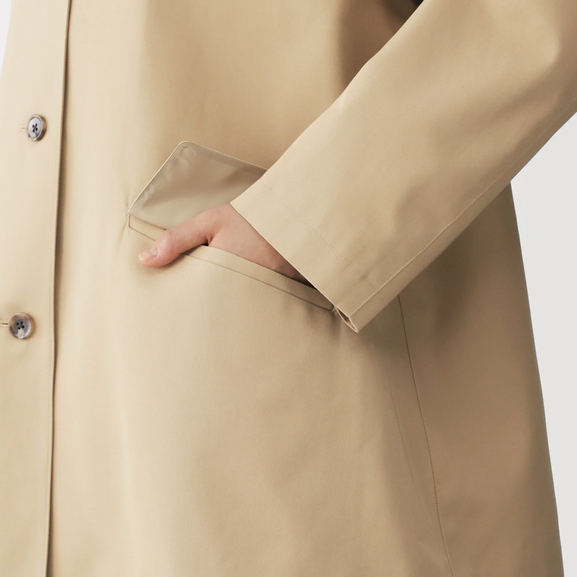 Cotton Twill Stand Fall Collar Coat - Image 29