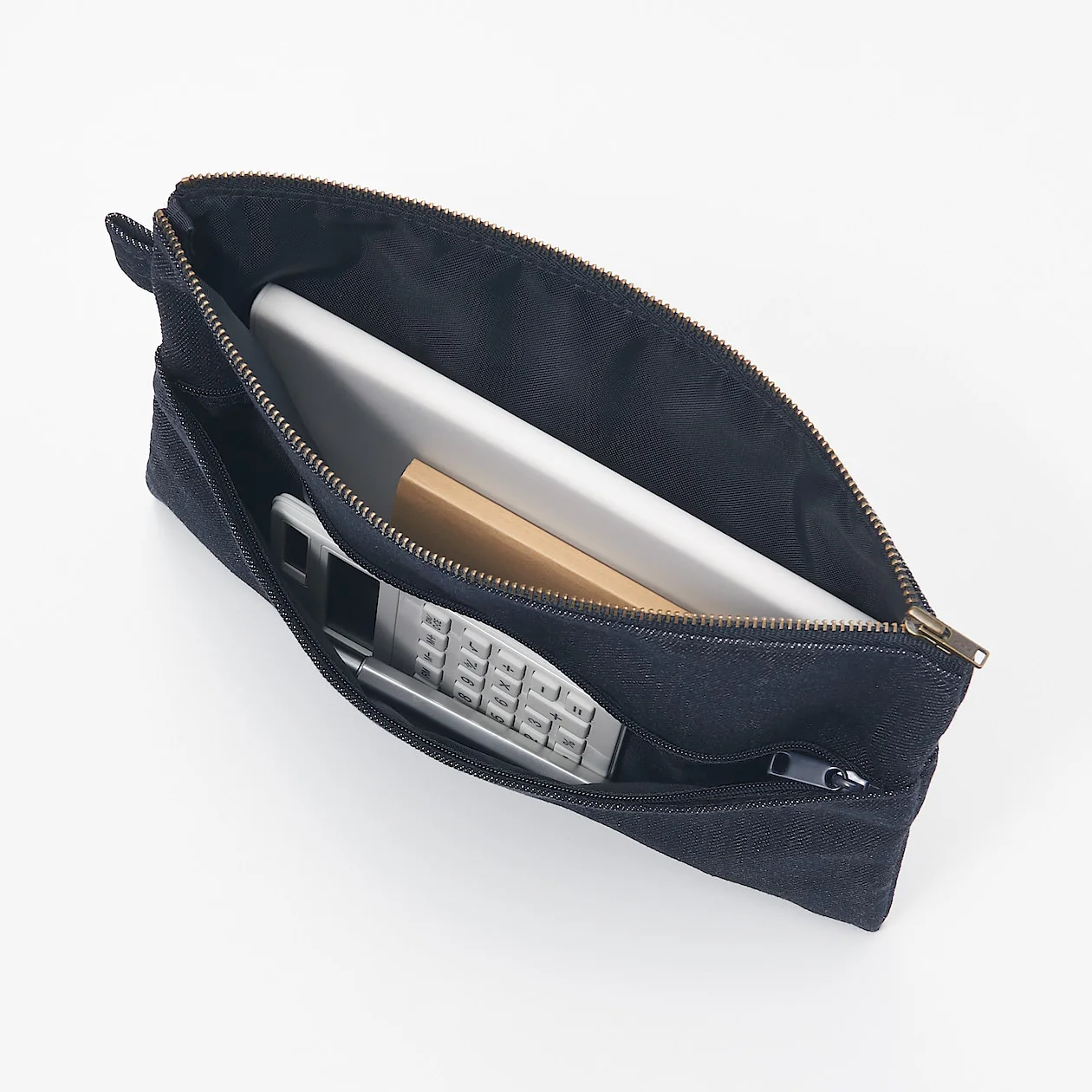Denim Flat Pen Case with Gusset