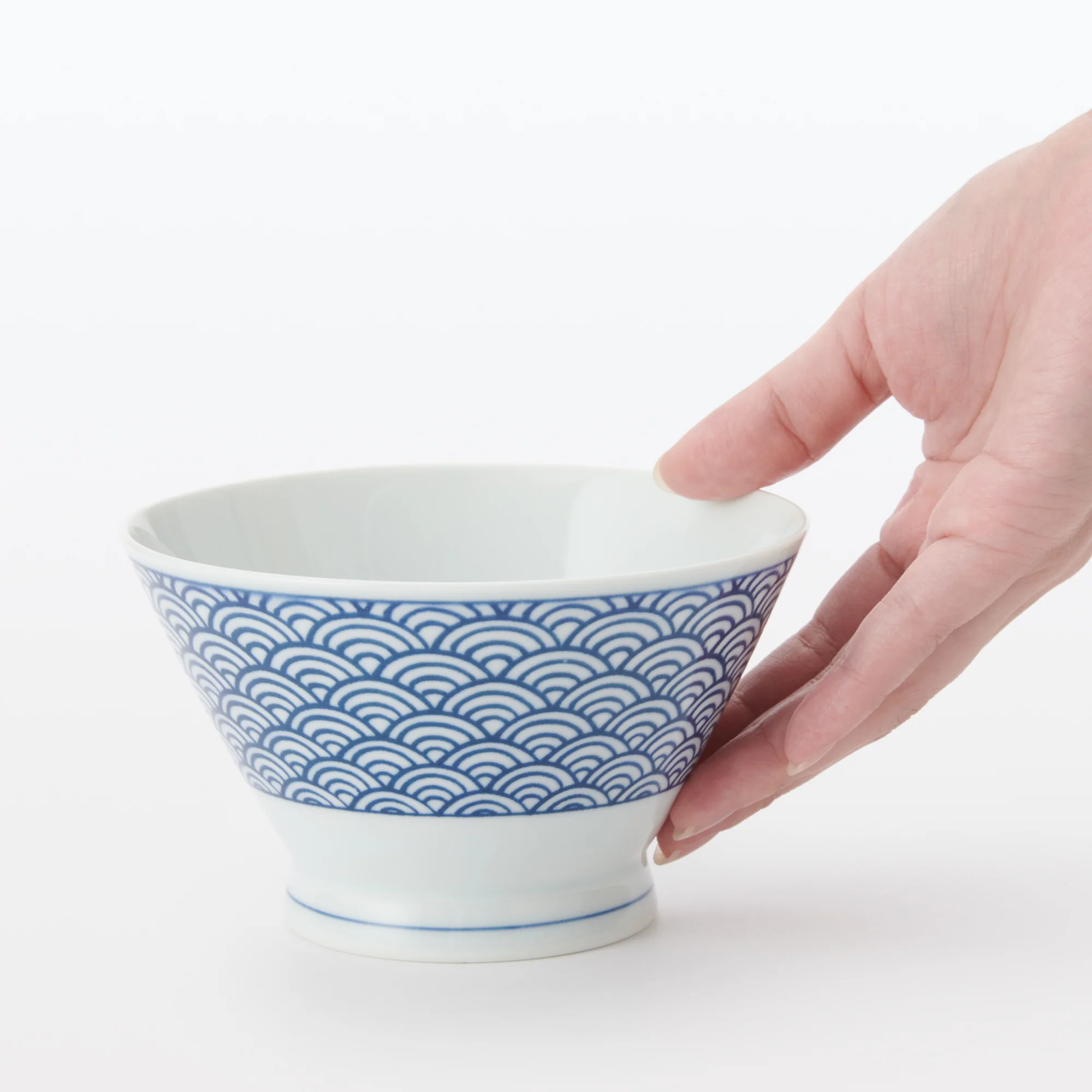 Hasami Ware Rice Bowl - Wave Pattern - Image 15