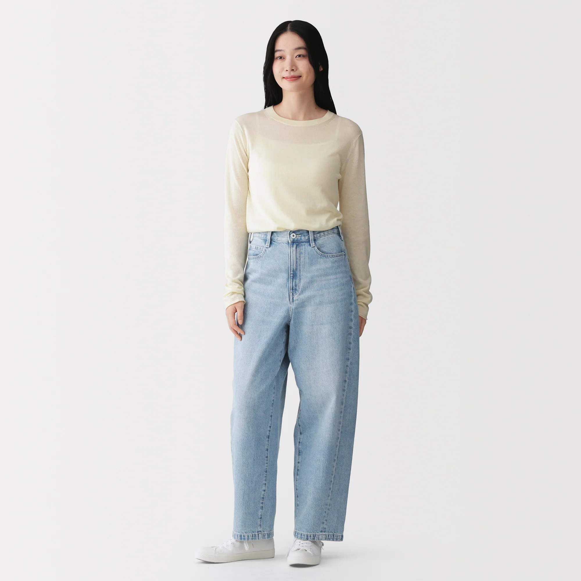 Kapok Blend Denim Cocoon Pants - Image 3