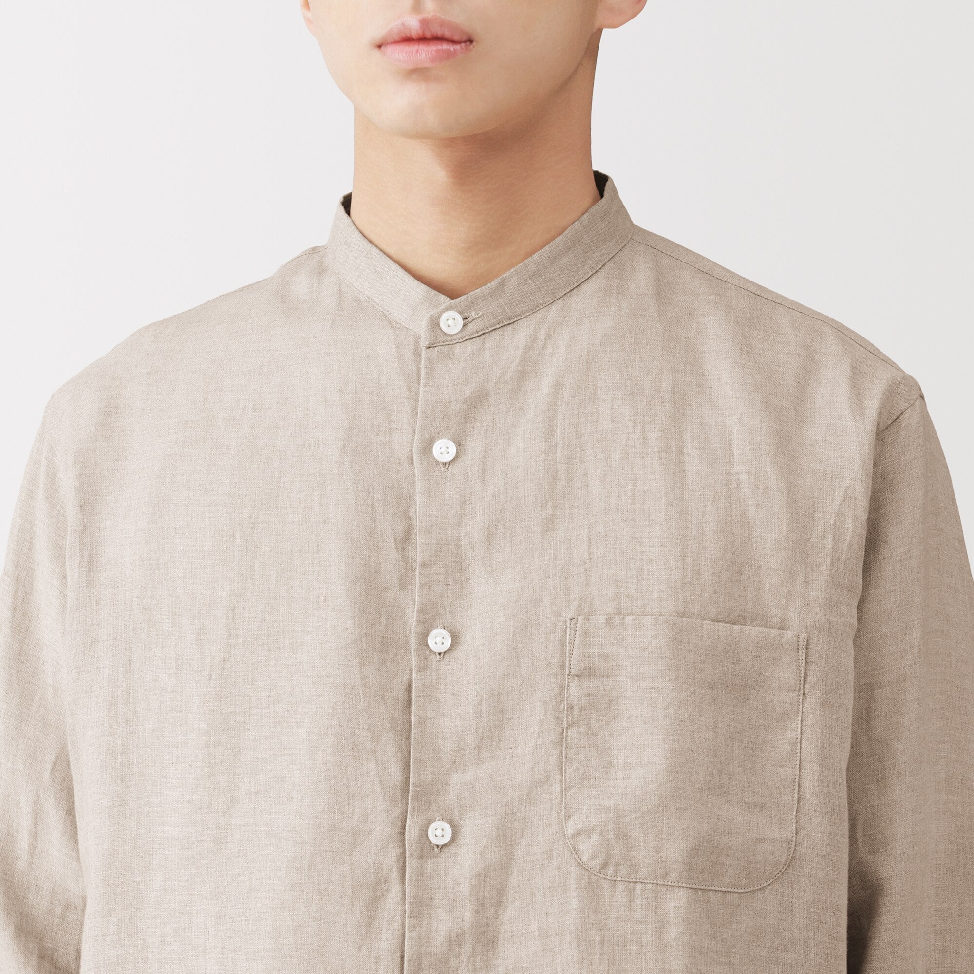 Linen Stand Collar Shirt - Image 7