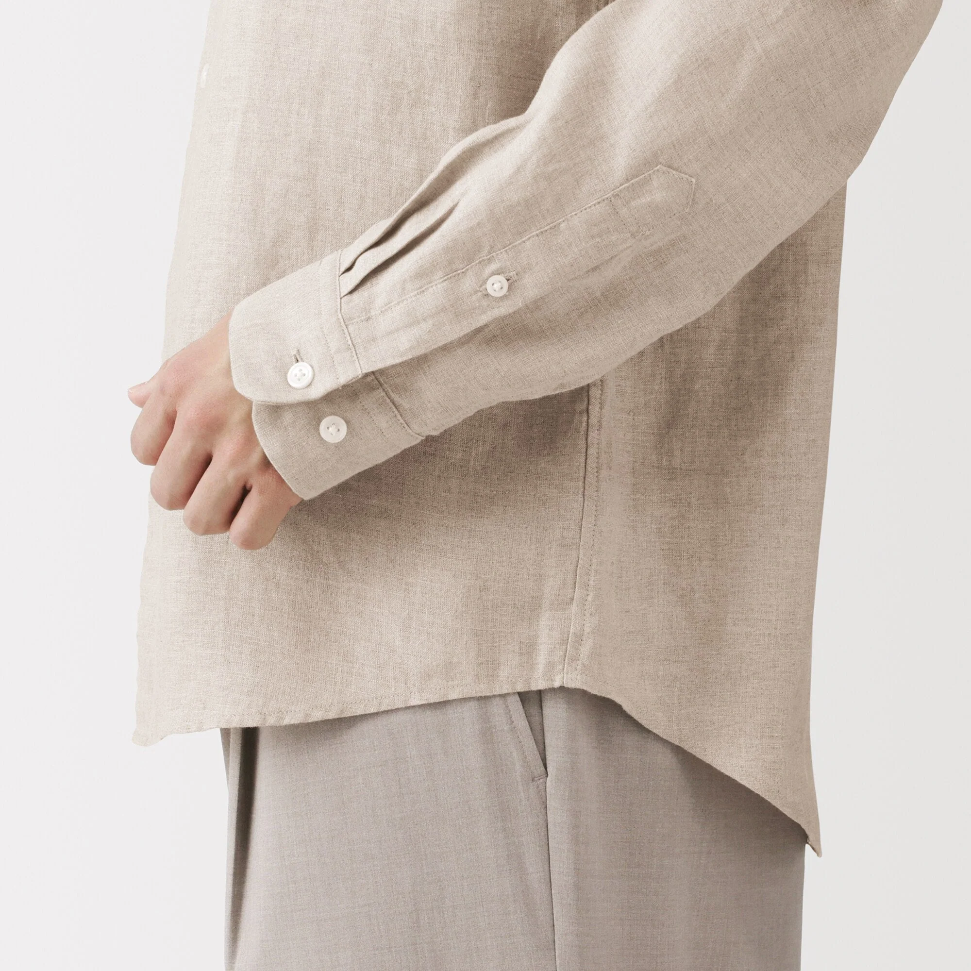 Linen Stand Collar Shirt - Image 8