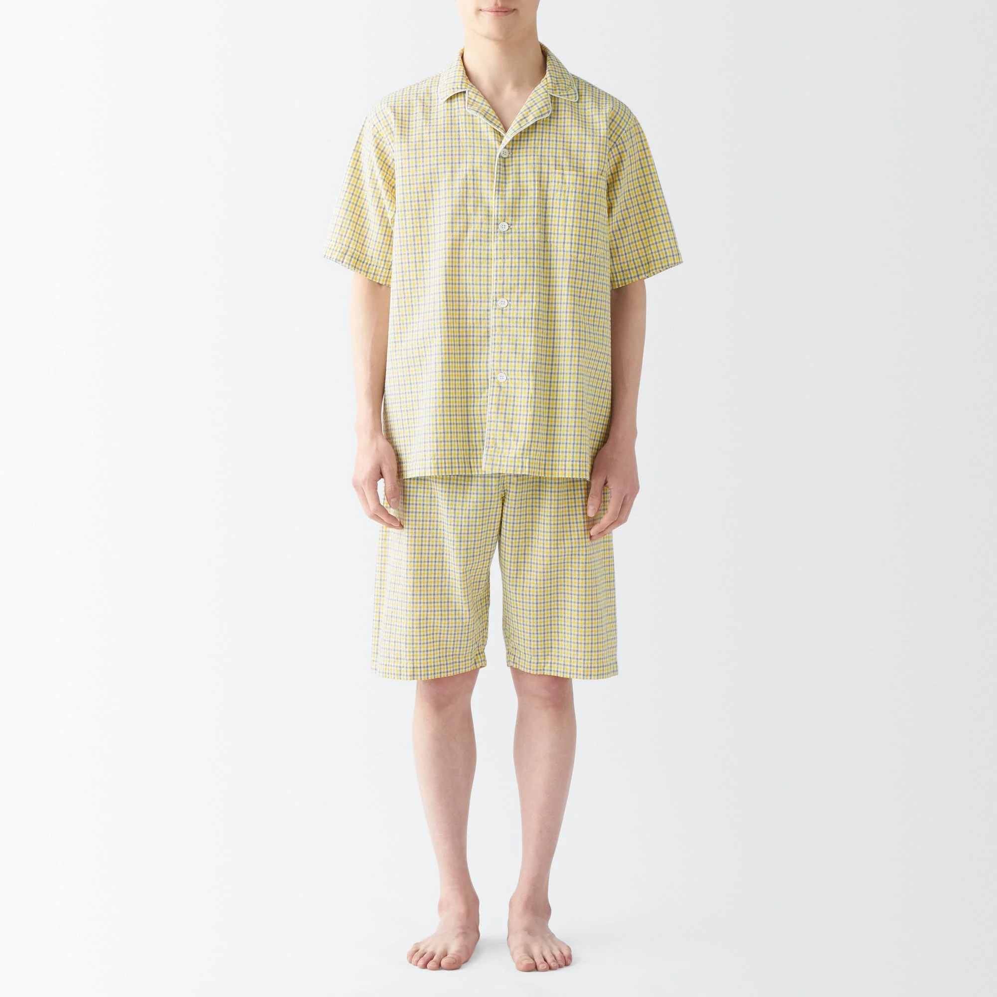 Men's Side Seamless Seersucker Short Sleeve Pajamas - Image 14