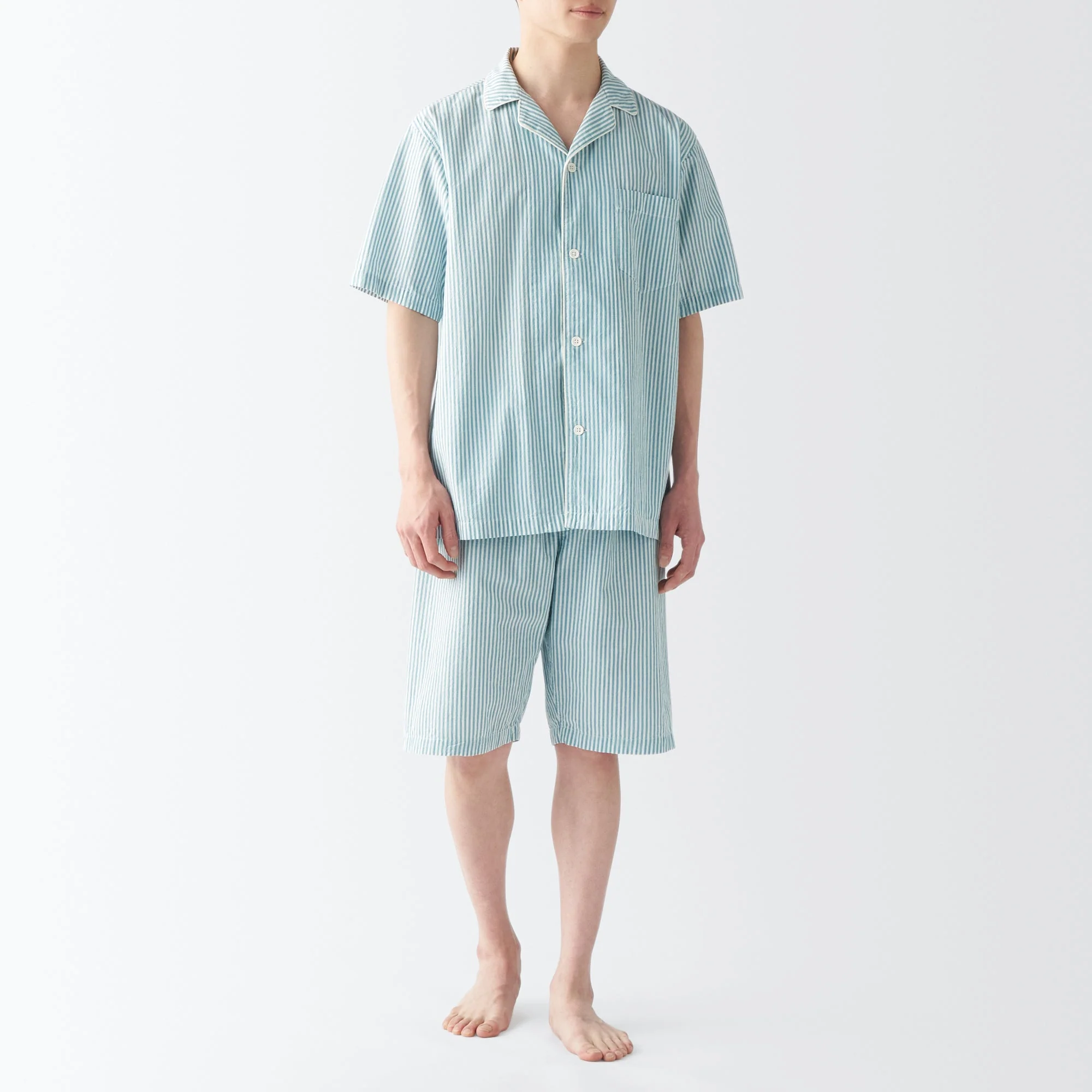 Men's Side Seamless Seersucker Short Sleeve Pajamas - Image 23