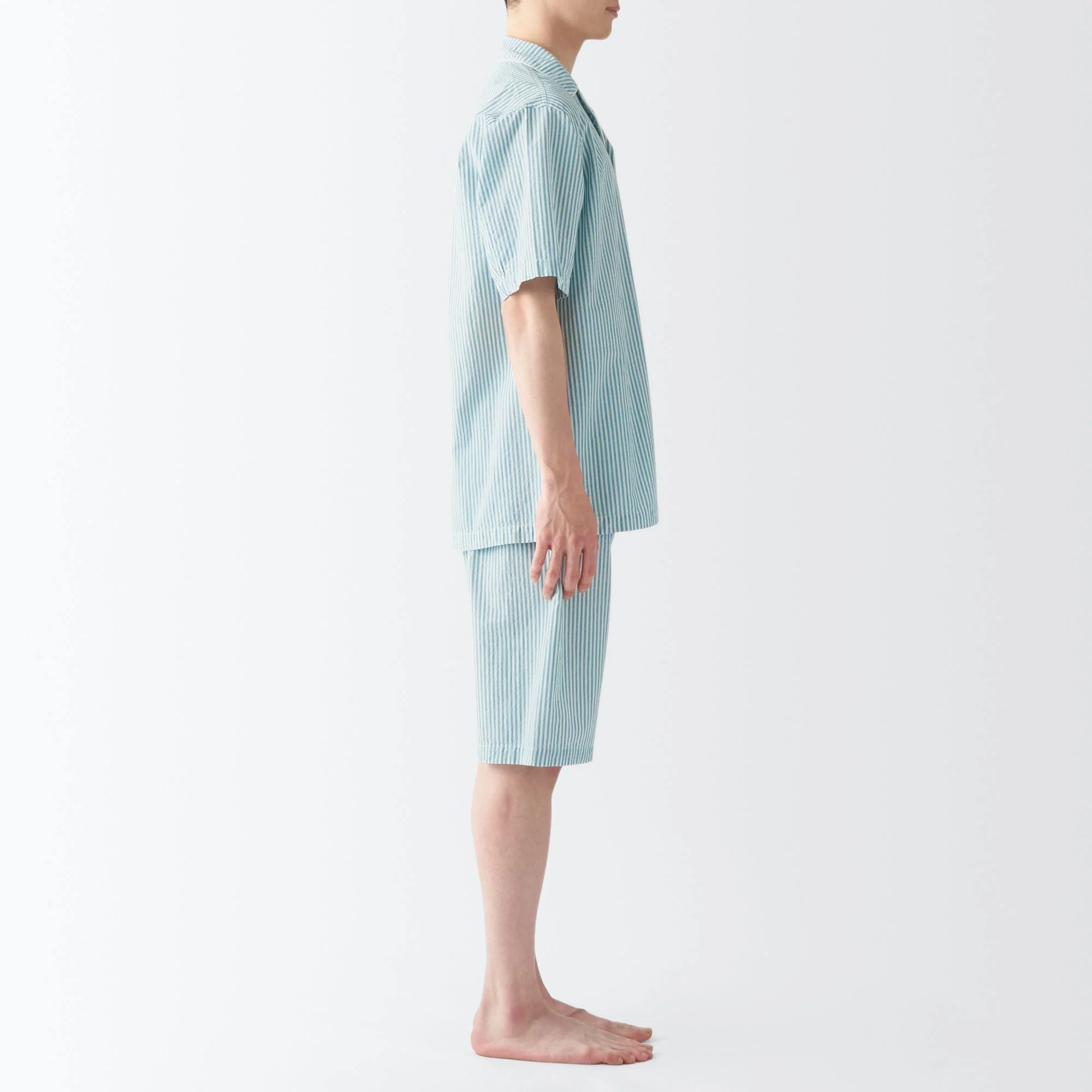 Men's Side Seamless Seersucker Short Sleeve Pajamas - Image 25