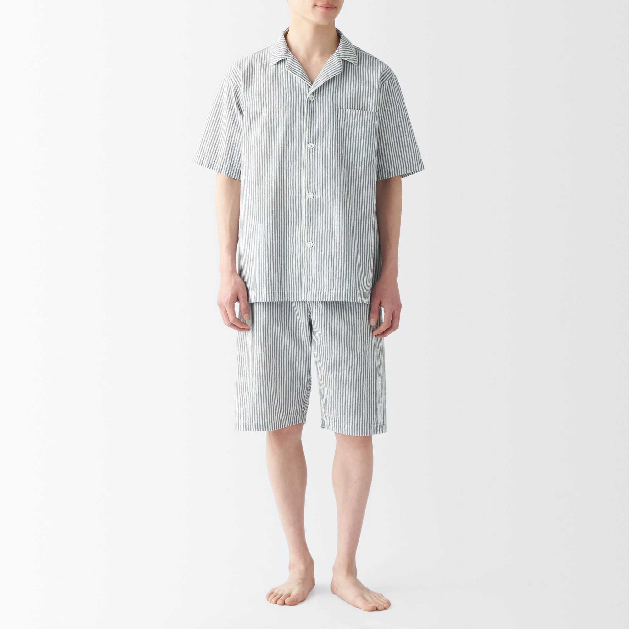 Men's Side Seamless Seersucker Short Sleeve Pajamas - Image 33