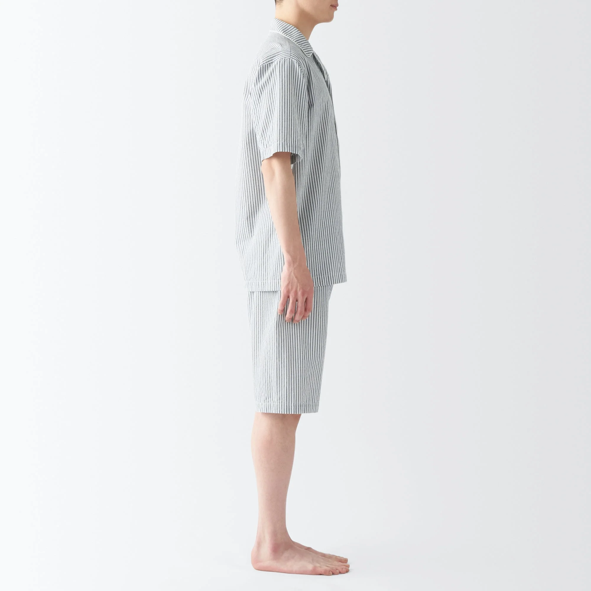 Men's Side Seamless Seersucker Short Sleeve Pajamas - Image 35