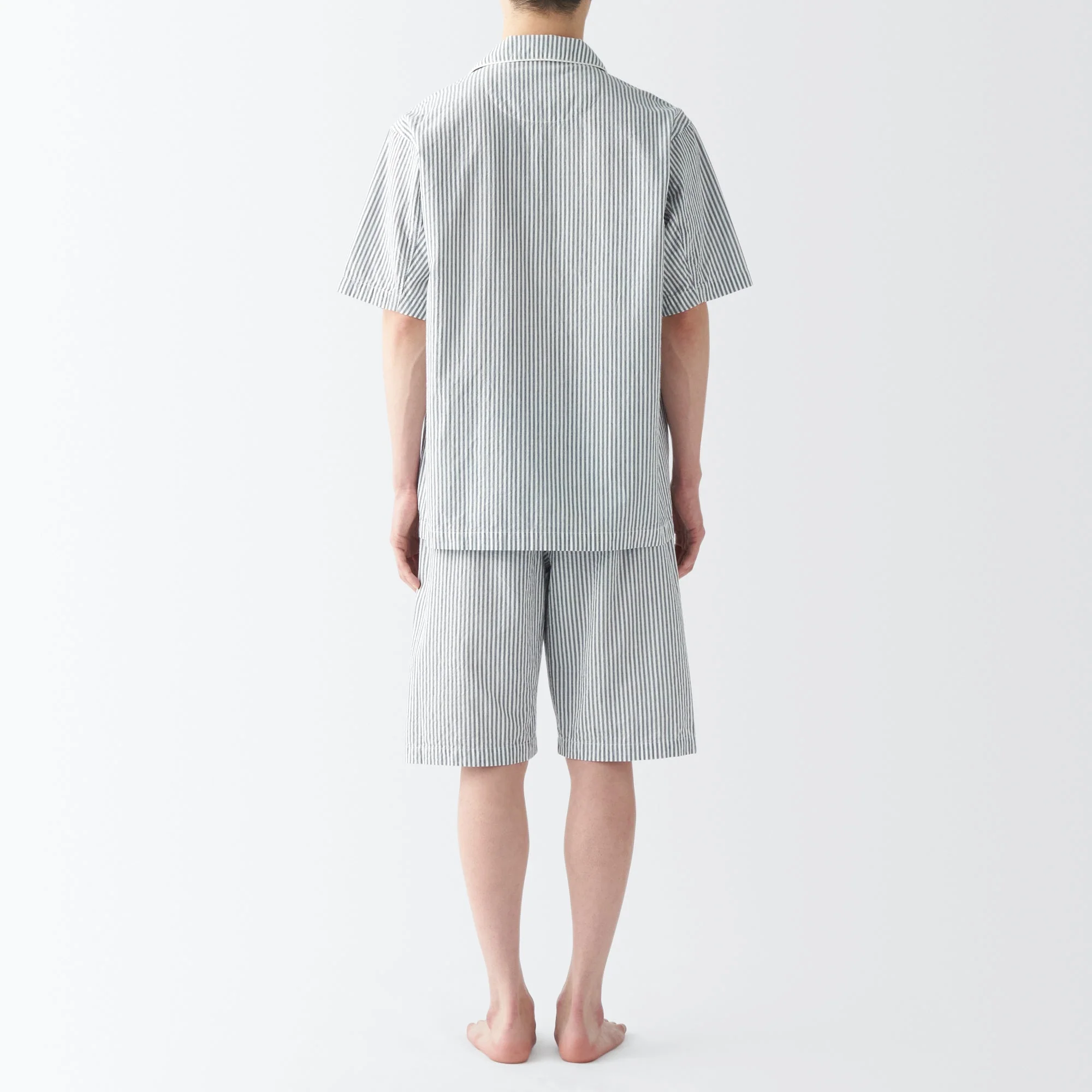 Men's Side Seamless Seersucker Short Sleeve Pajamas - Image 36