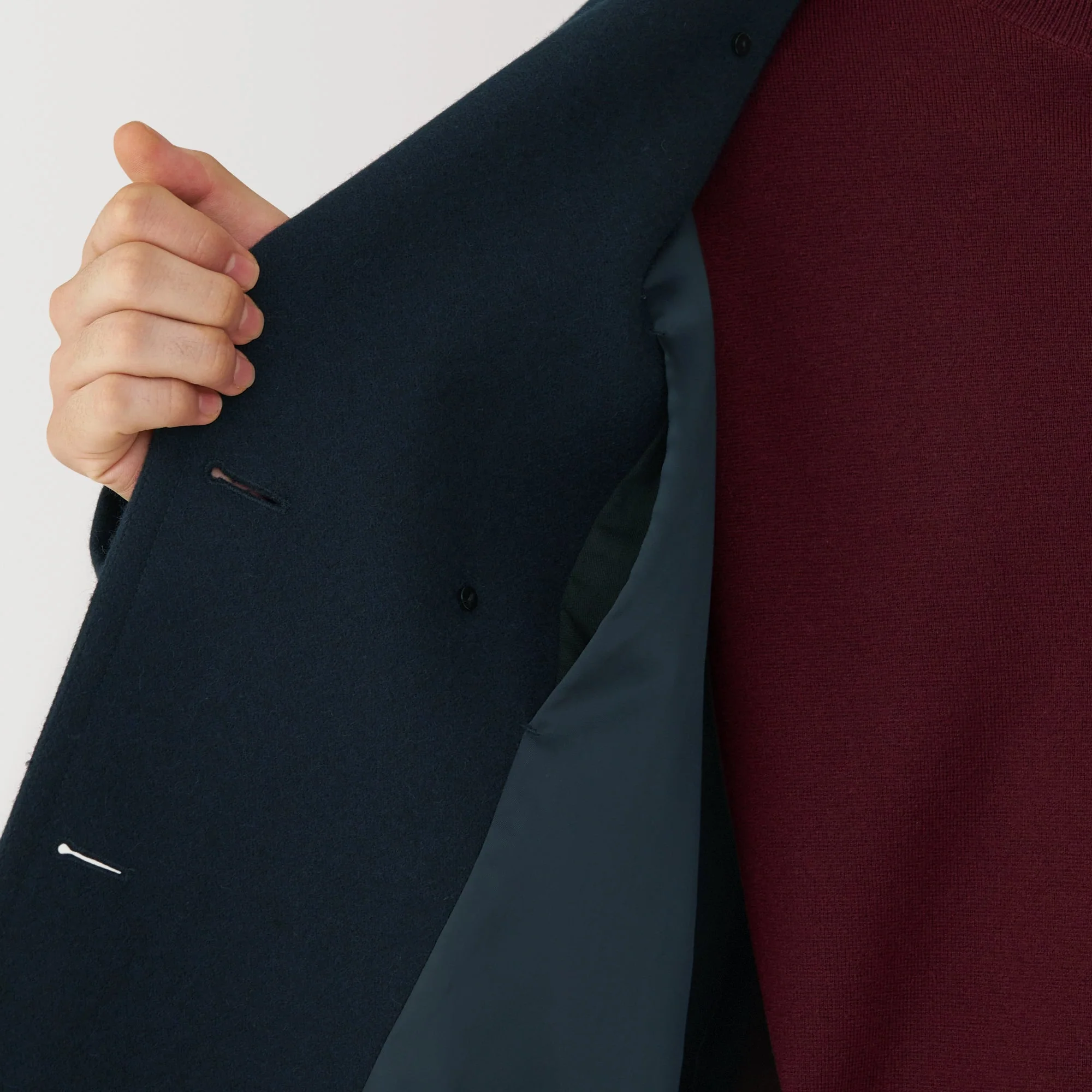 Men's Wool Blend Pea Coat - Dark Navy - Image 9