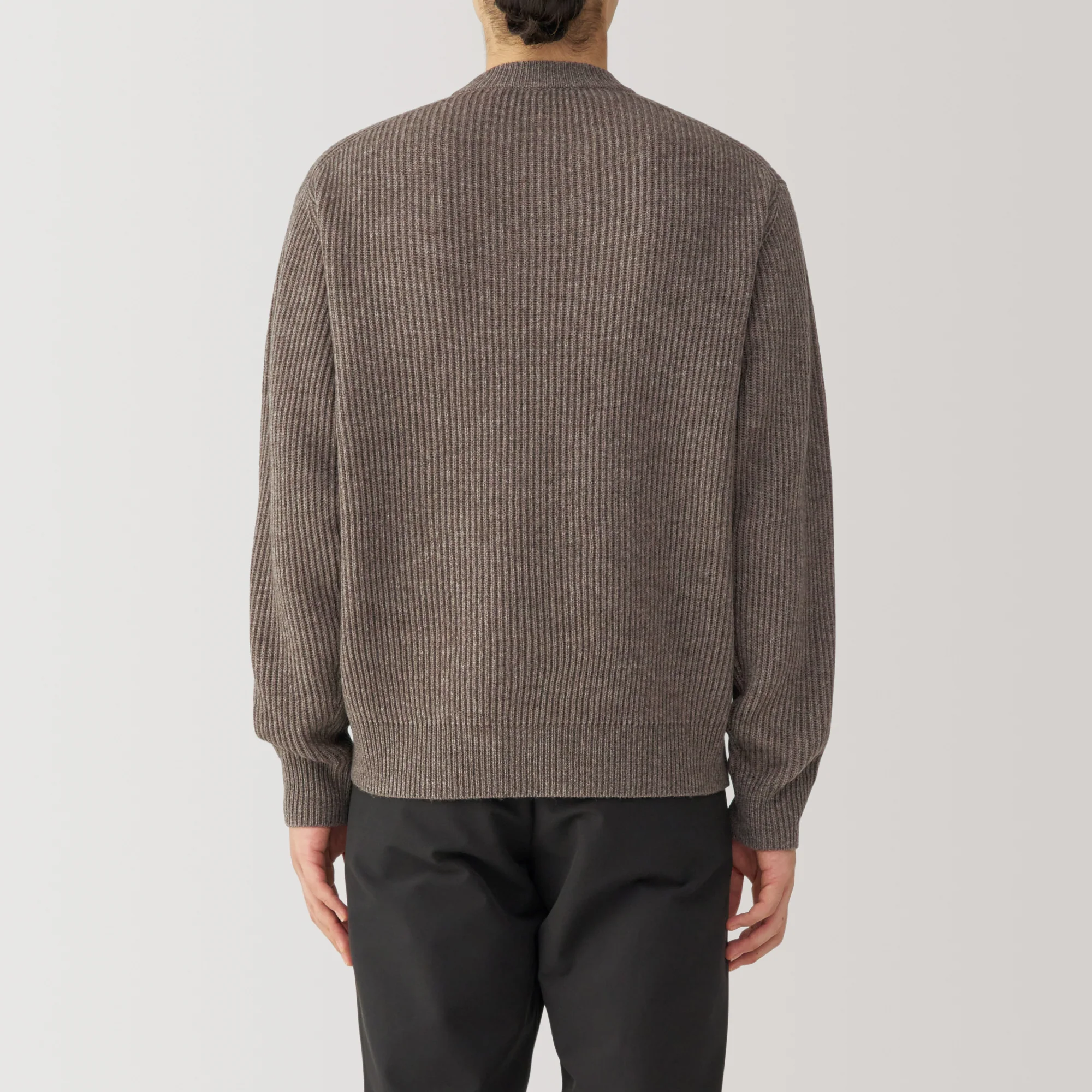 Men's Yak Wool Ribbed Crew Neck Sweater - Image 13