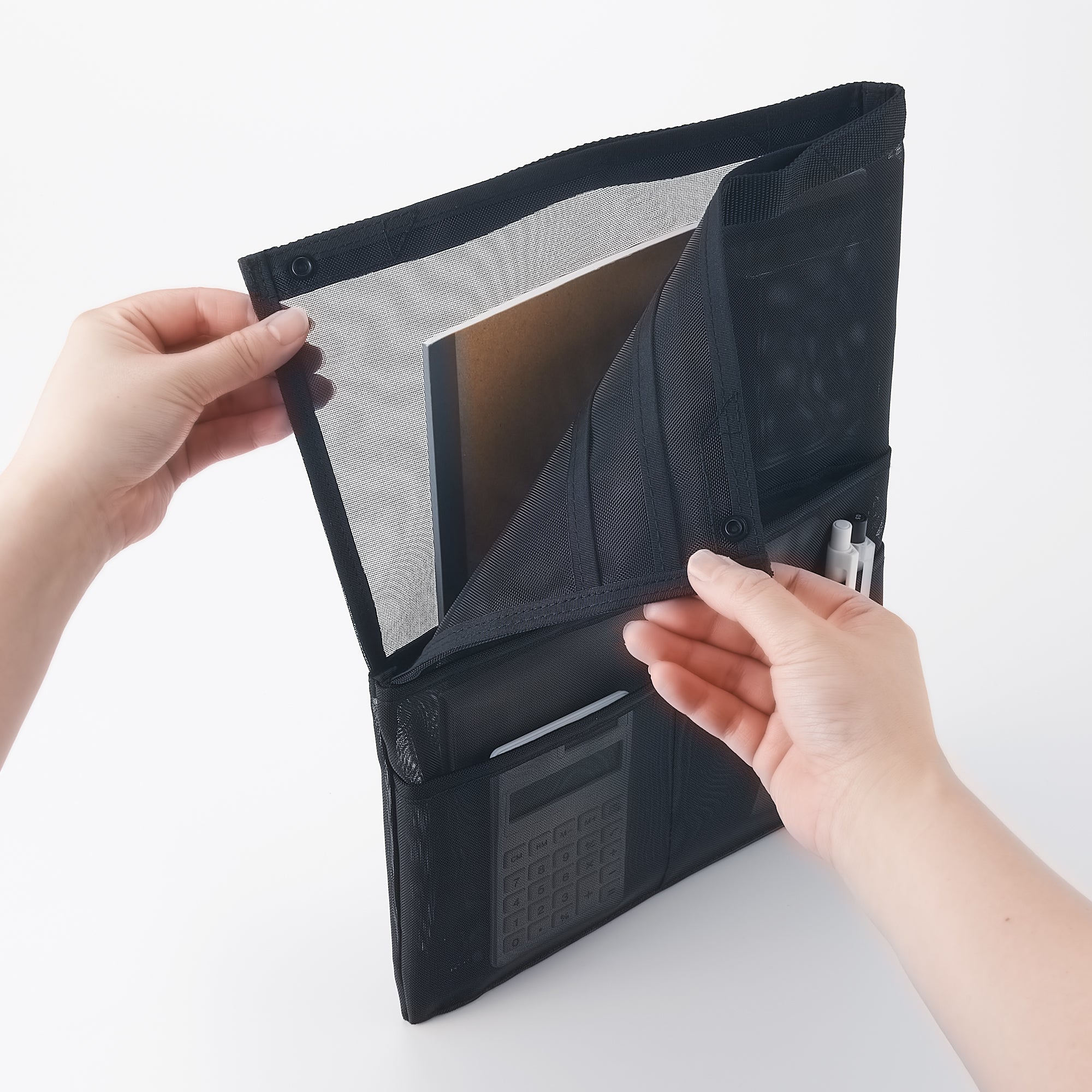 Nylon Mesh Bag Organizer Vertical A4 - Black - Image 3