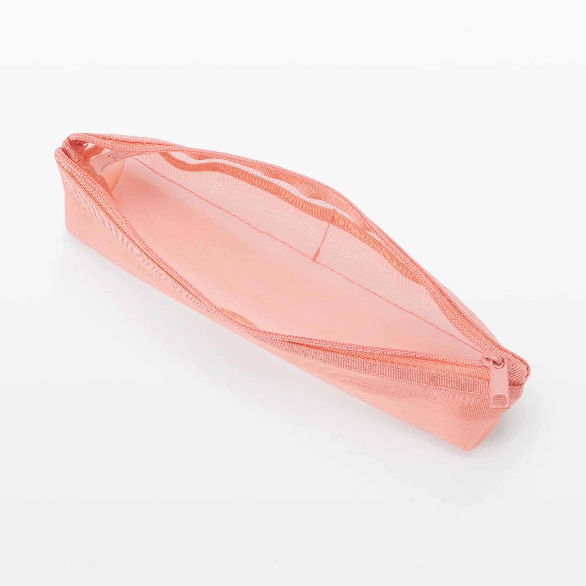 Nylon Mesh Pen Case with Gusset Thin - Pink - Image 5