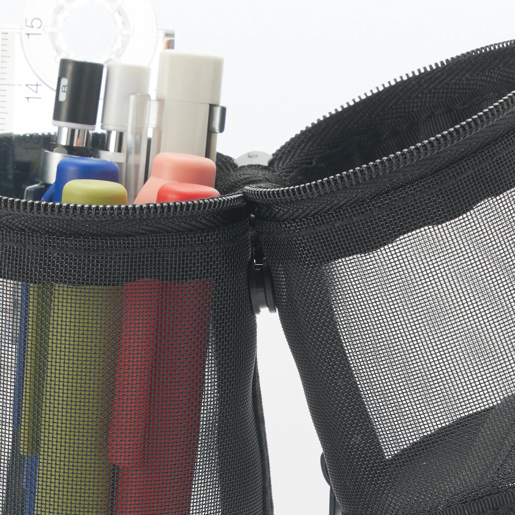 Nylon Mesh Vertical/Horizontal Pen Case Thin - Black - Image 8