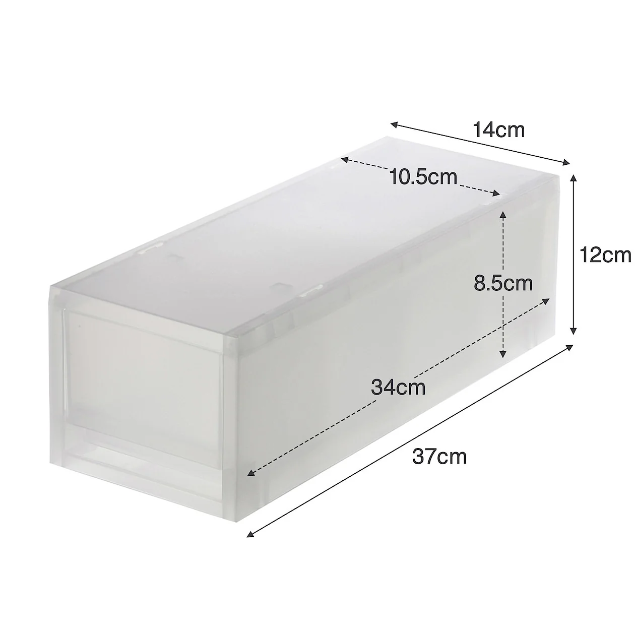Polypropylene Storage Case Drawer Slim Shallow with Partition (W14 x D37 x H12 cm) - Image 3