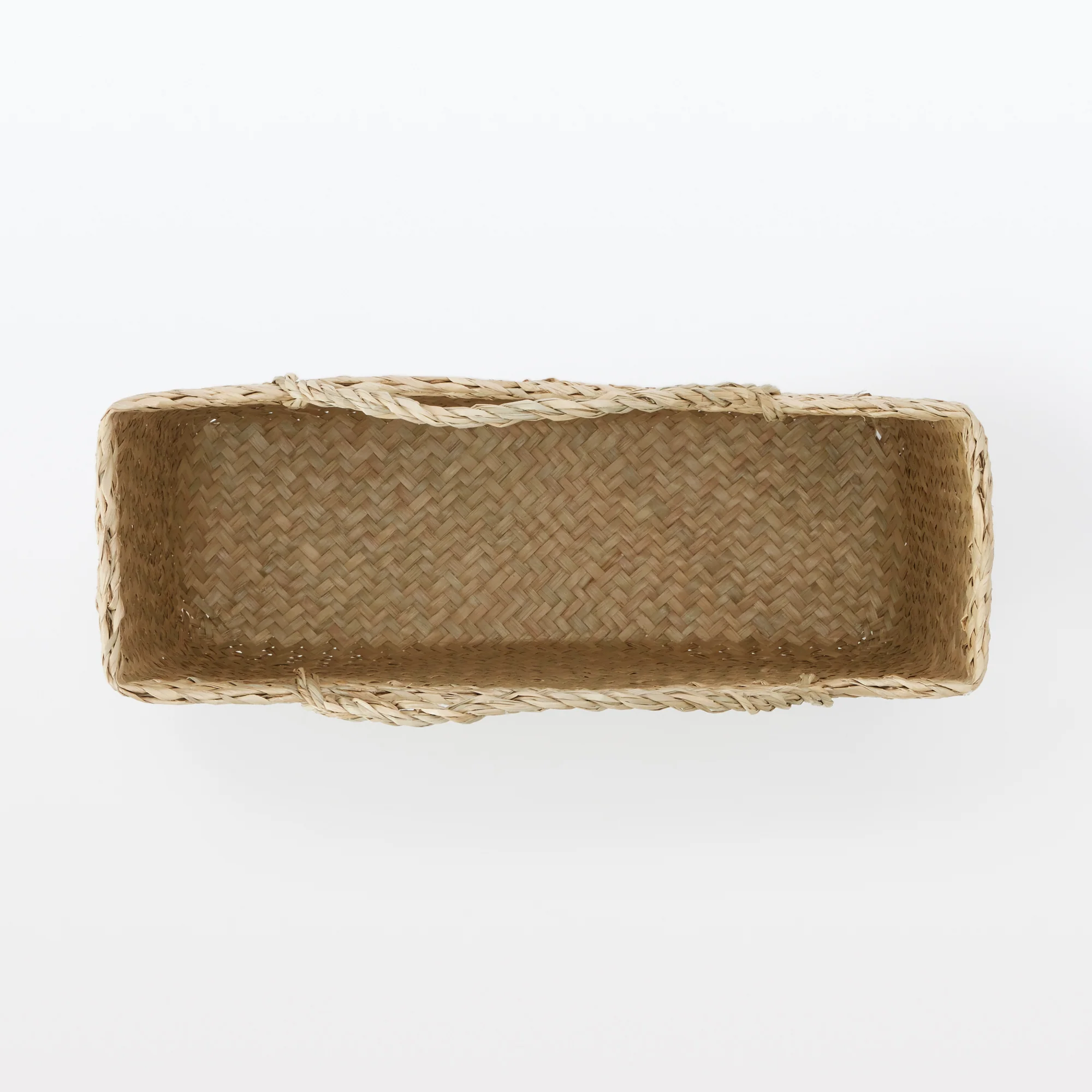 Seagrass Herringbone Basket with Handle - Large (W36 x D12.5 x H24 cm) - Image 5