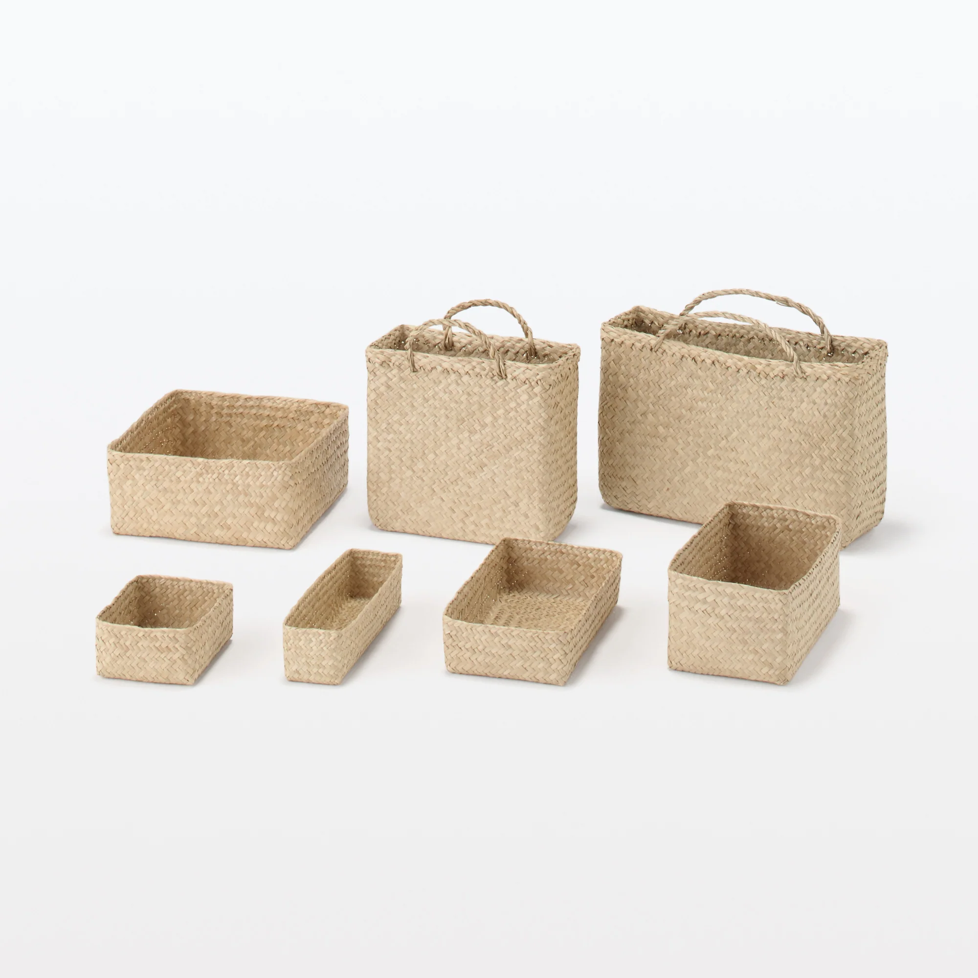 Seagrass Herringbone Basket with Handle - Large (W36 x D12.5 x H24 cm) - Image 7