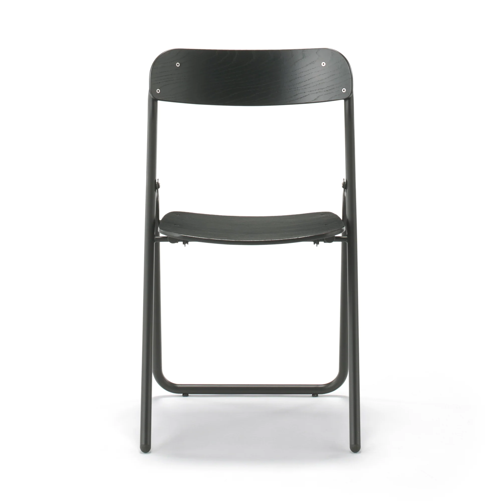 Steel Pipe Folding Chair with Wooden Seat - Dark Grey