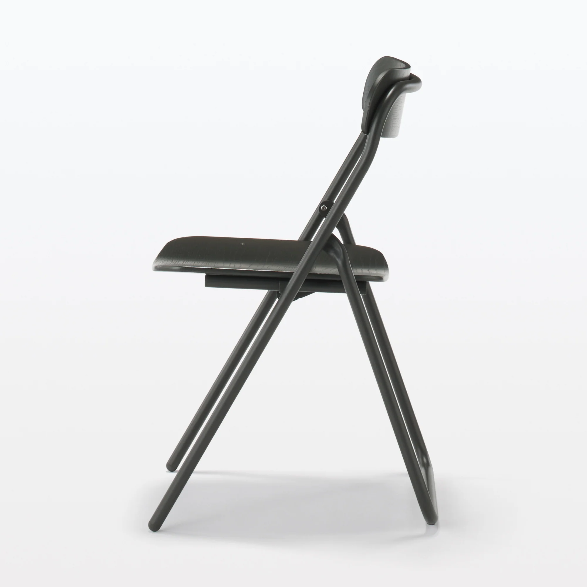 Steel Pipe Folding Chair with Wooden Seat - Dark Grey - Image 2