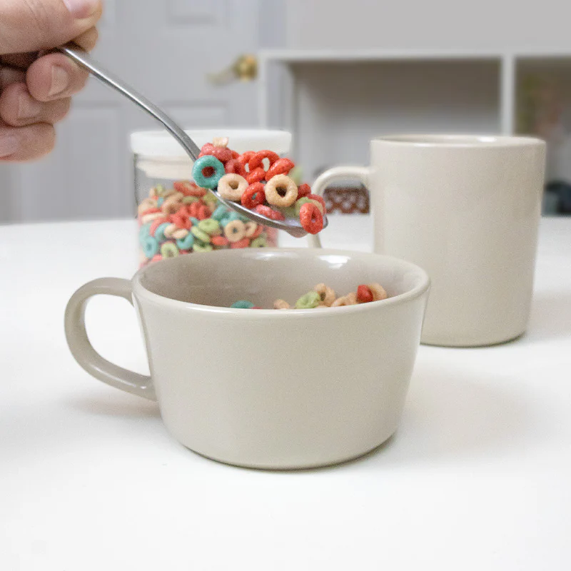 Stoneware Cereal Mug Cup - Grey Beige - Image 6
