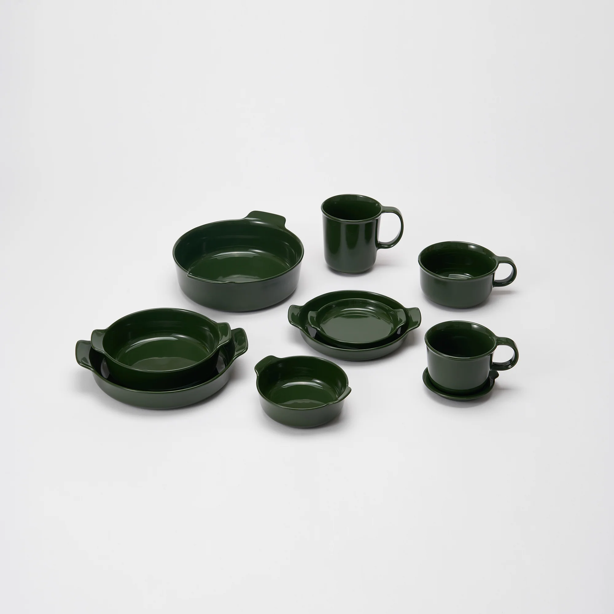 Stoneware Plate (Dia. 21.2 cm) - Dark Green - Image 7