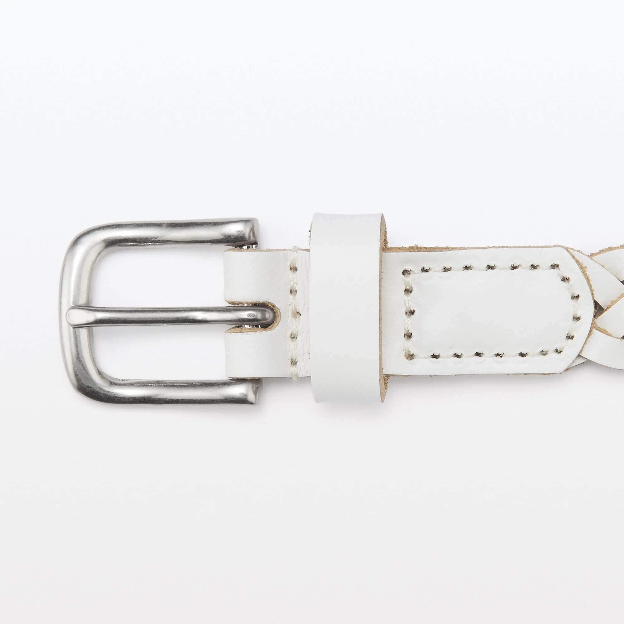Vegetable Tanned Leather Slim Mesh Belt - Image 7