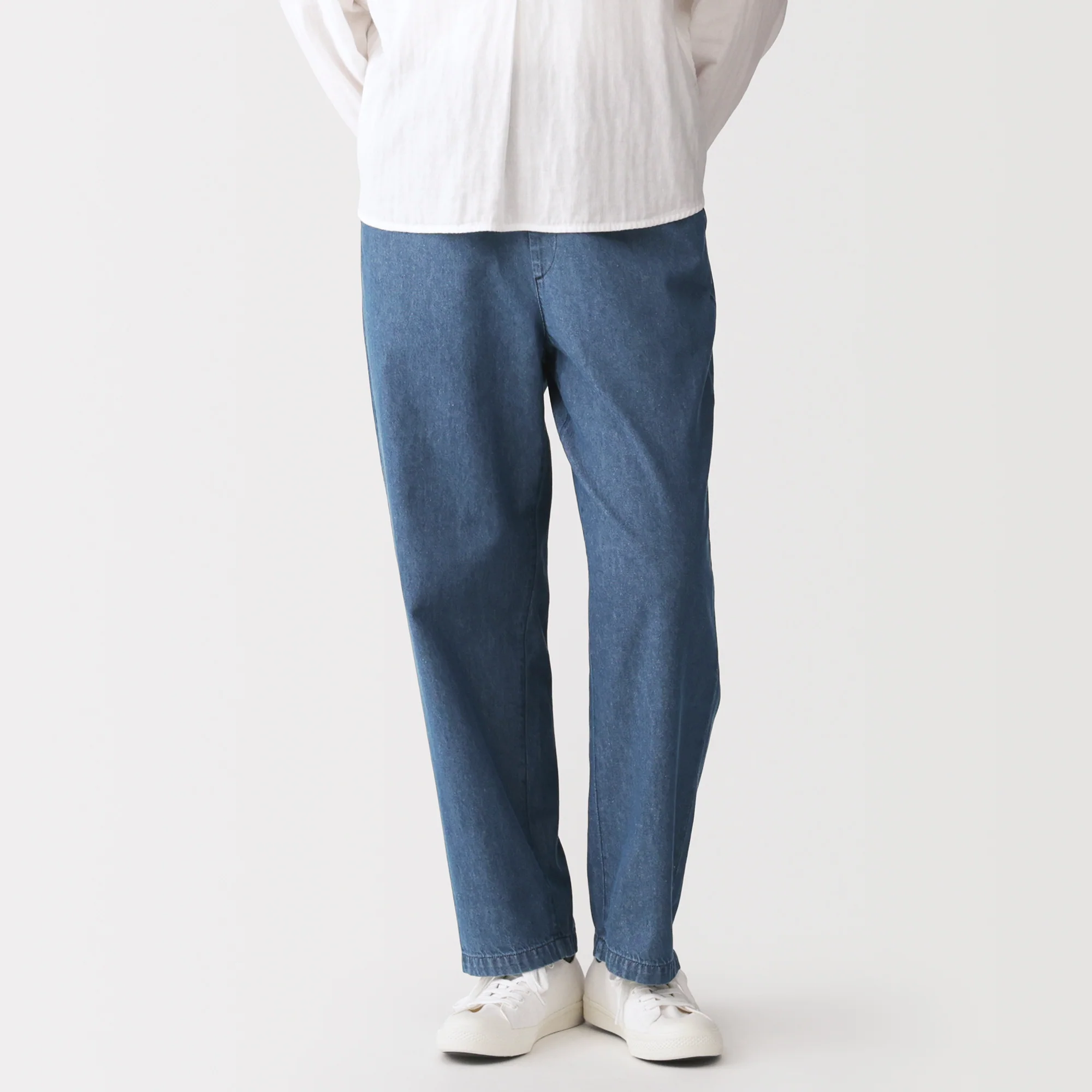 Washed Denim Easy Pants - Image 4