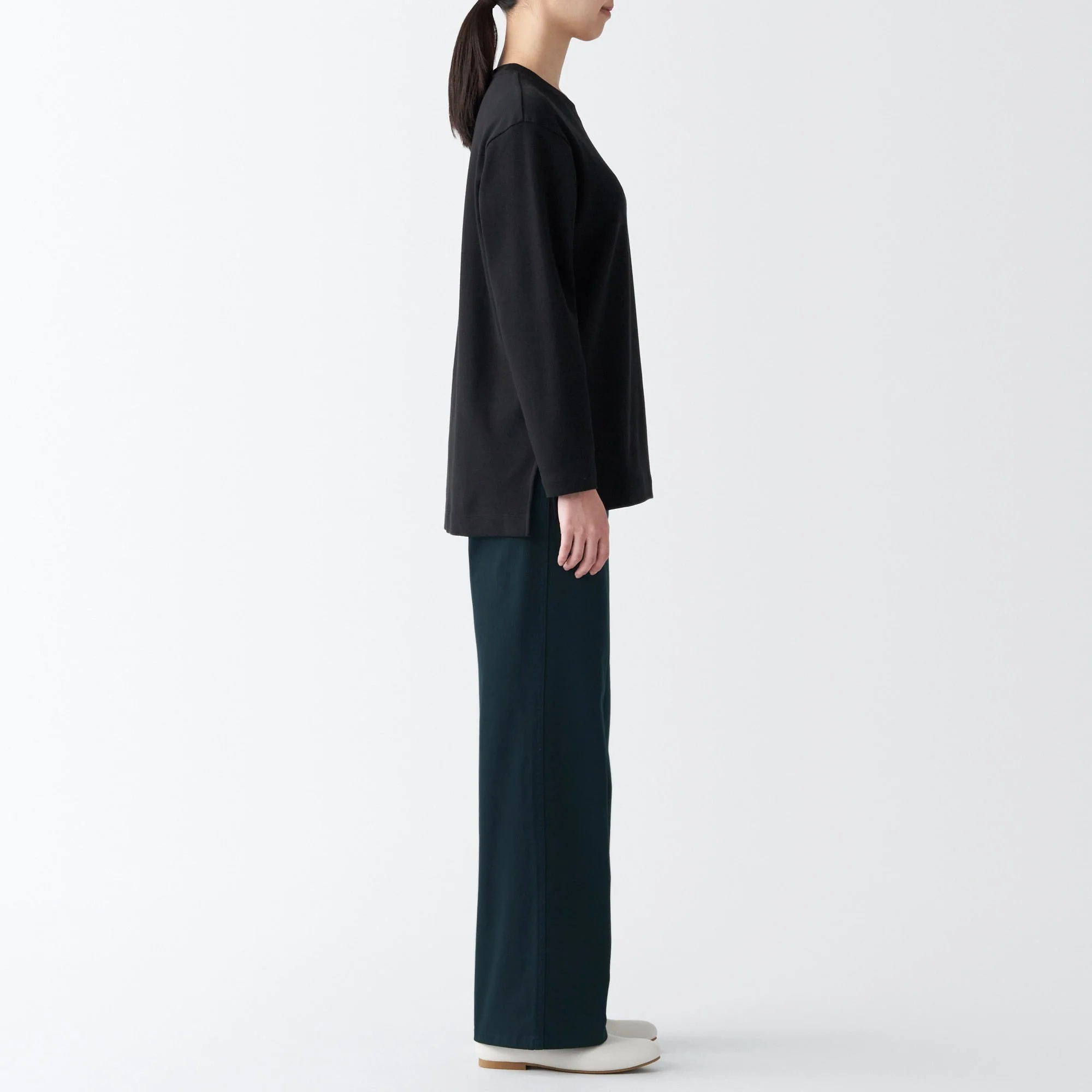 Women's 4-Way Stretch Chino Wide Straight Pants (L 31inch / 77cm) - Image 40
