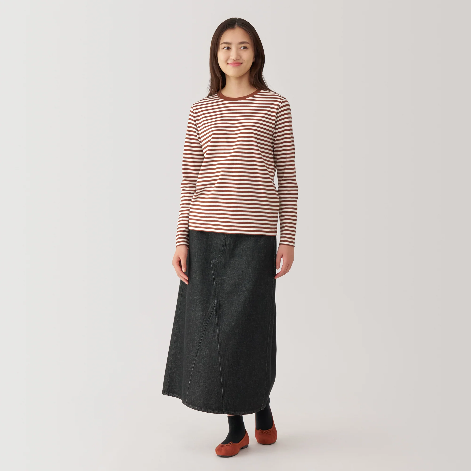 Women's Jersey Crew Neck Long Sleeve Striped T-Shirt - Image 20