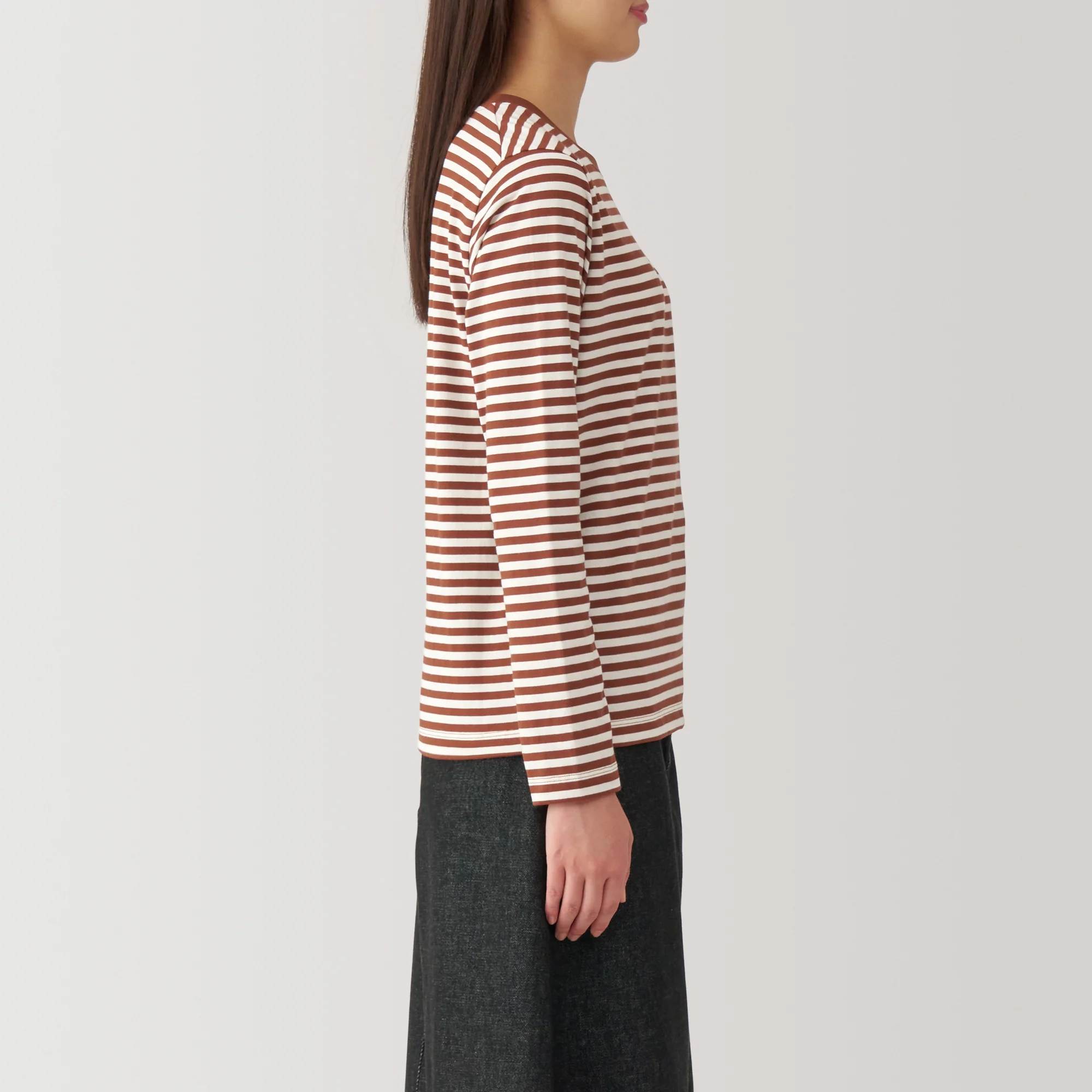 Women's Jersey Crew Neck Long Sleeve Striped T-Shirt - Image 21