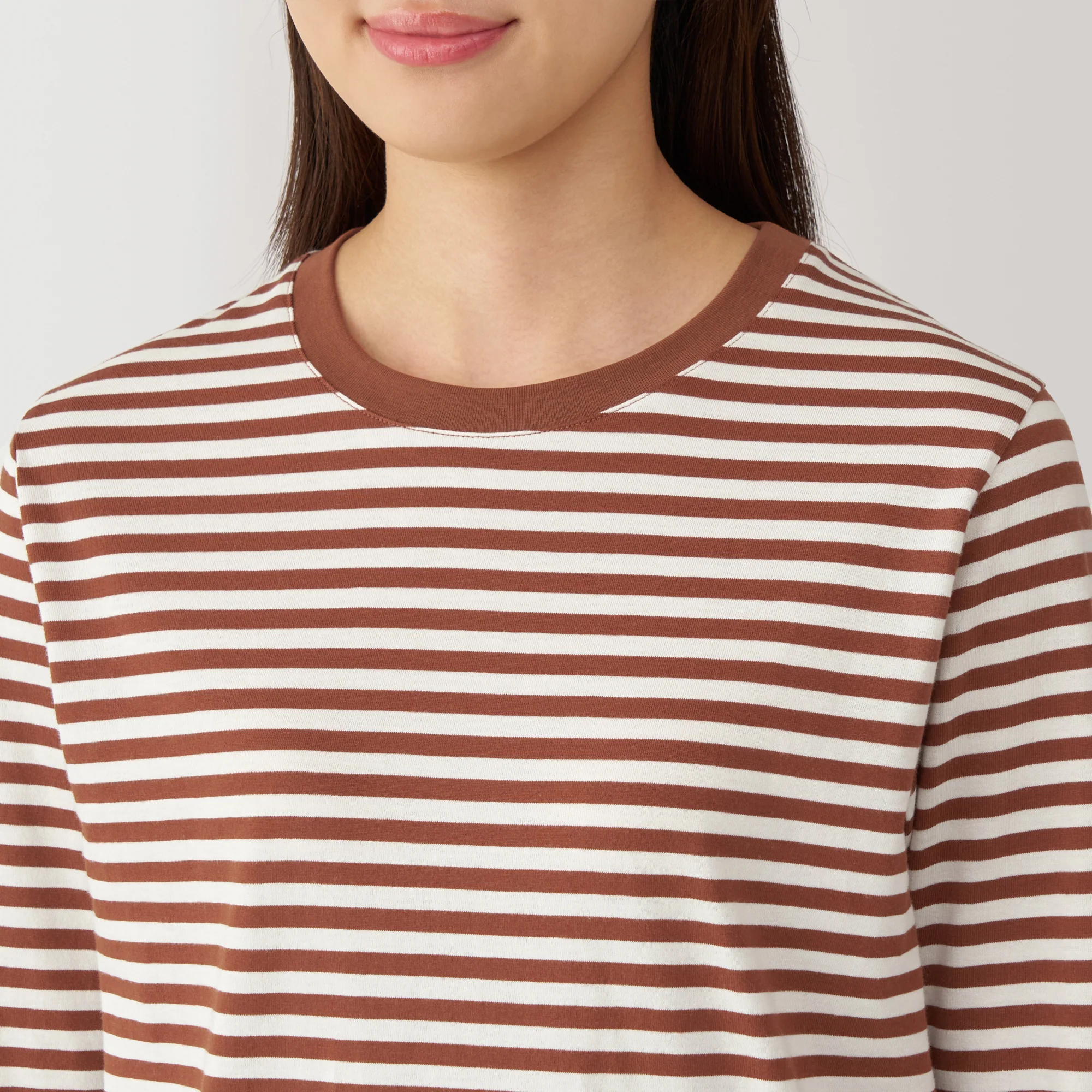 Women's Jersey Crew Neck Long Sleeve Striped T-Shirt - Image 23