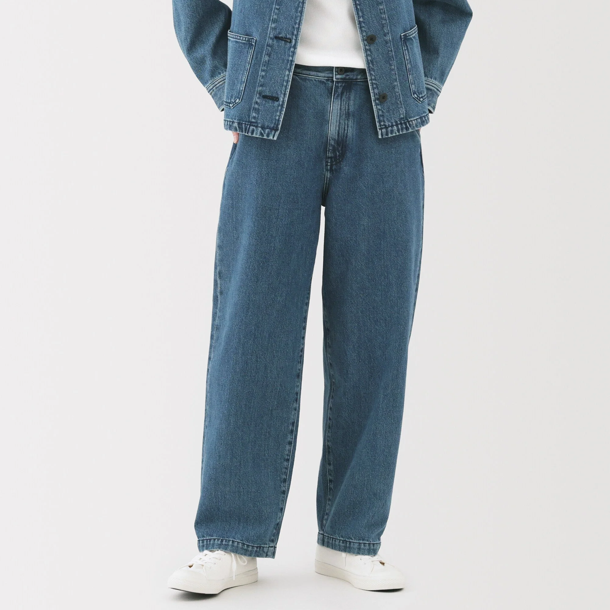 Women's Kapok Blend Denim Wide Tapered Pants - Image 12