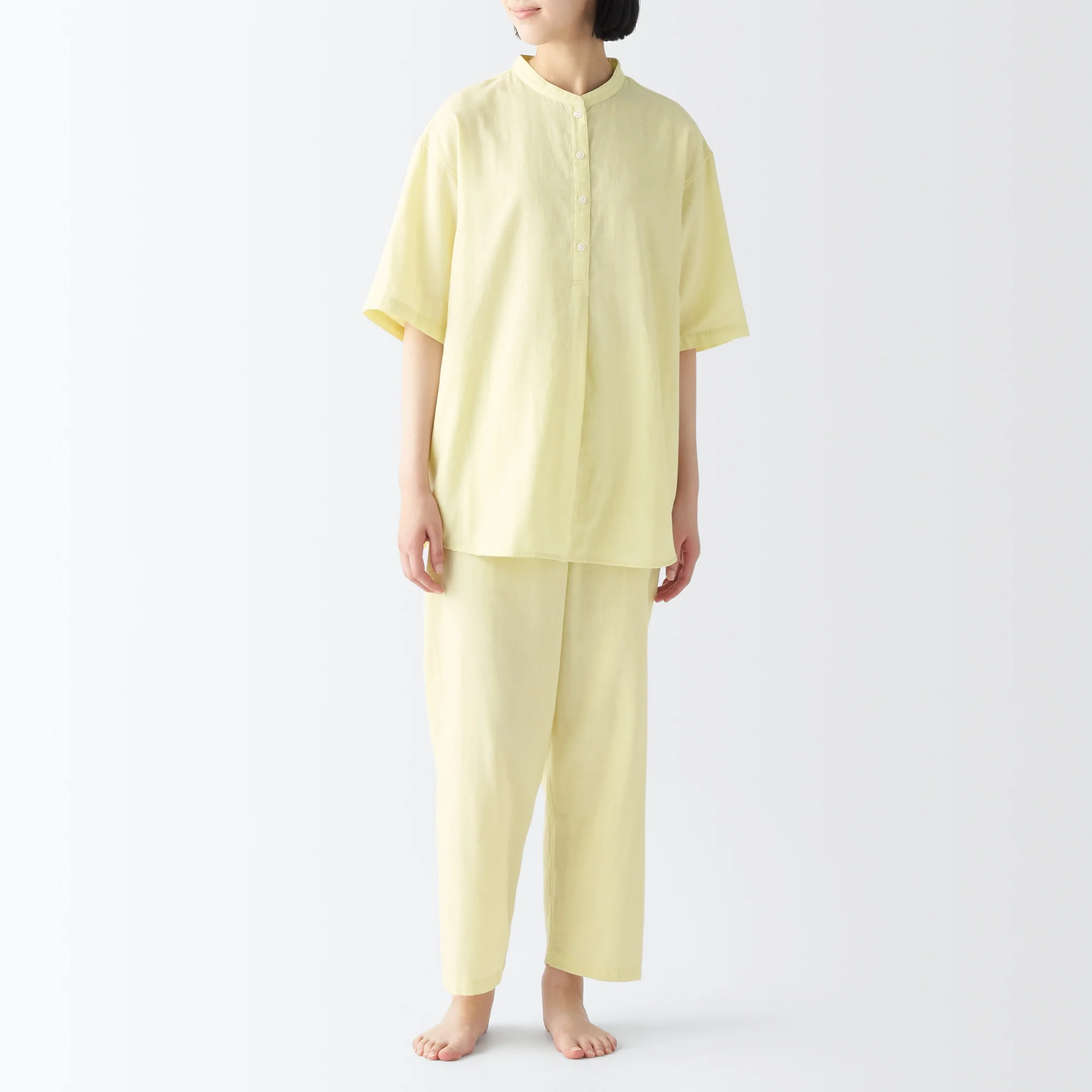 Women's Side Seamless Lightweight Gauze 1/2 Sleeve Pajamas