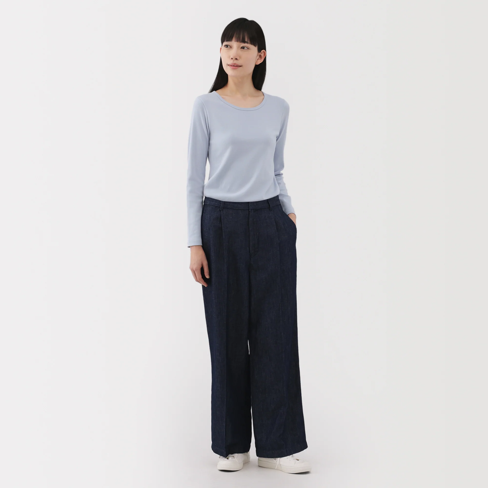 Women's Stretch Ribbed Crew Neck Long Sleeve T-Shirt - Image 22