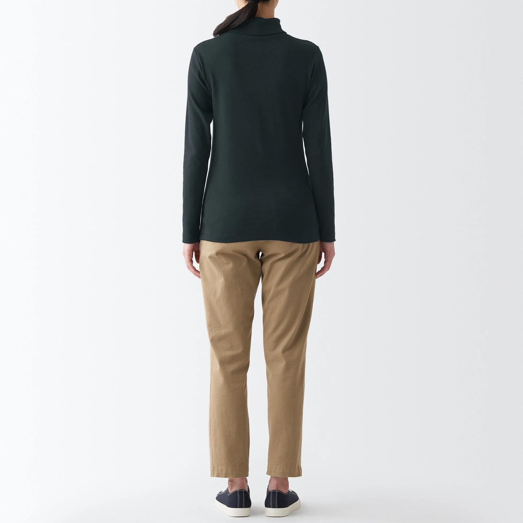 Women's Stretch Ribbed Turtle Neck Long Sleeve T-Shirt - Image 55
