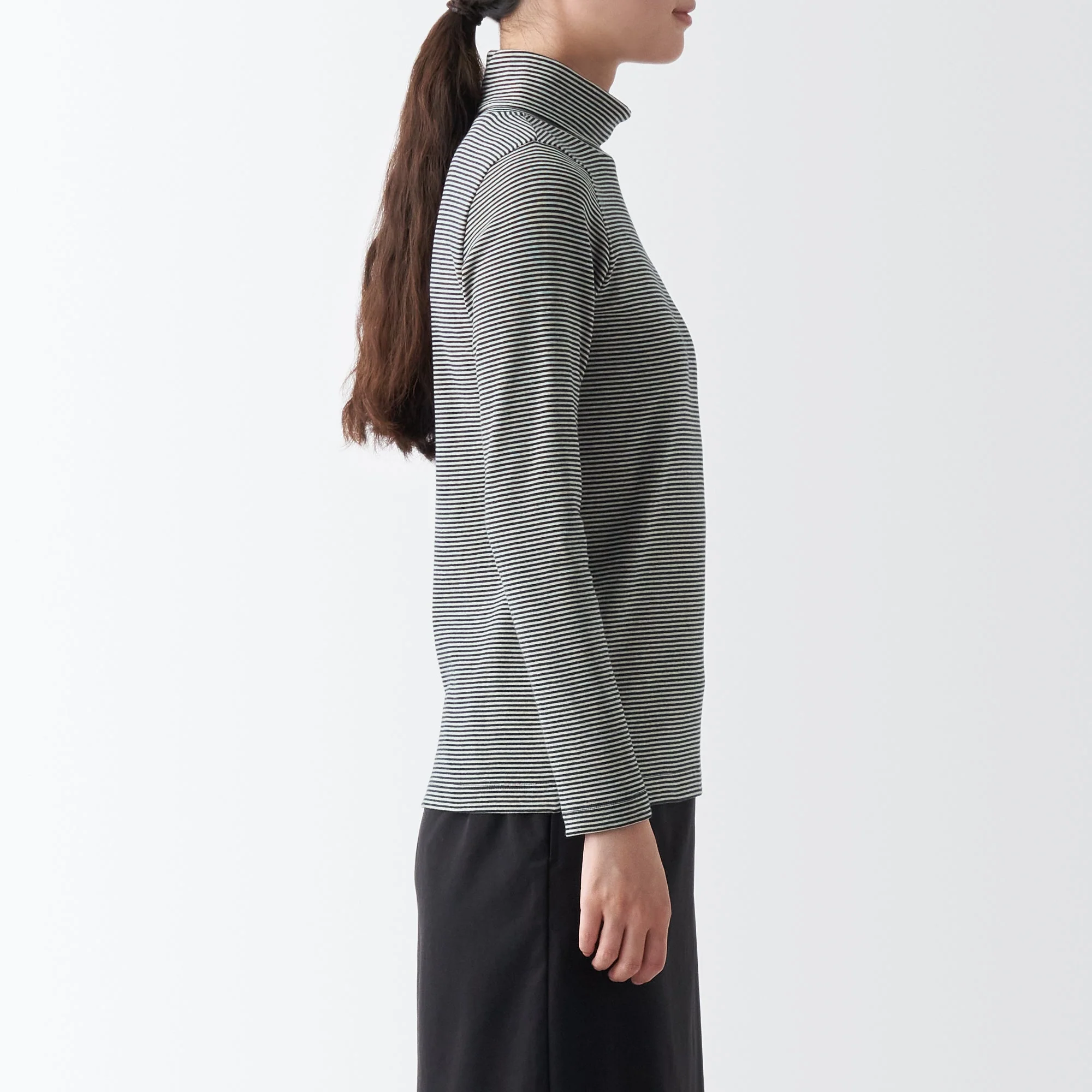 Women's Stretch Ribbed Turtle Neck Long Sleeve T-Shirt - Image 65