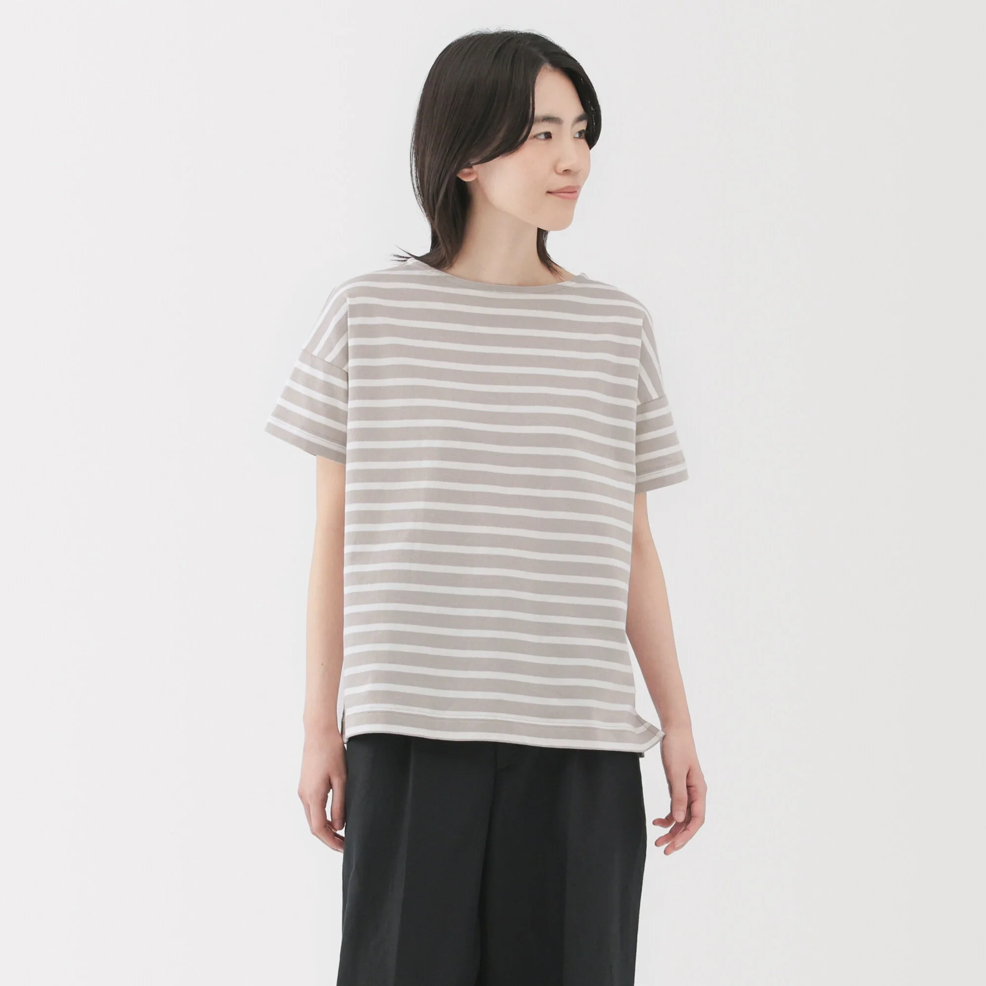 Women's Striped Boat Neck Short Sleeve T-Shirt
