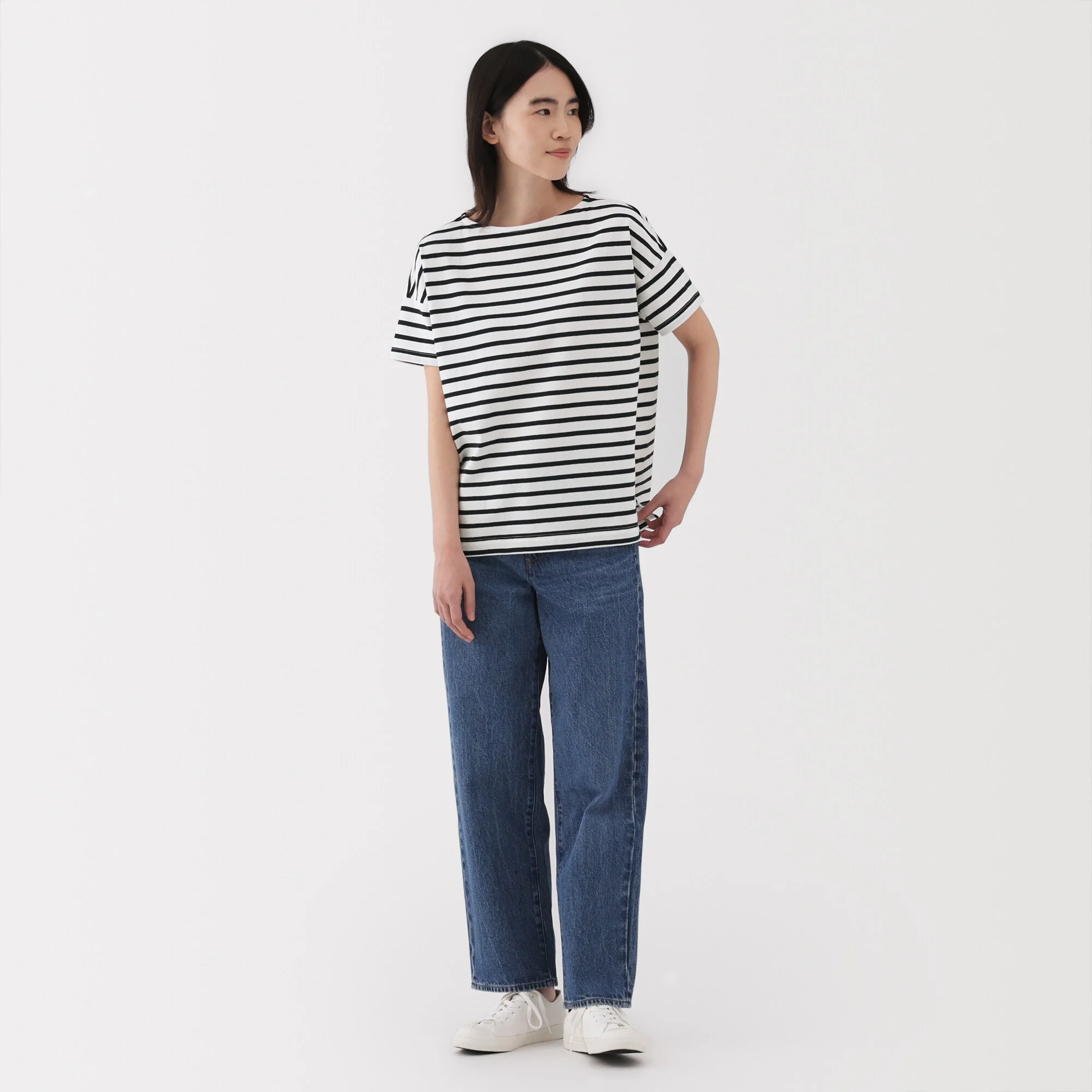 Women's Striped Boat Neck Short Sleeve T-Shirt - Image 37