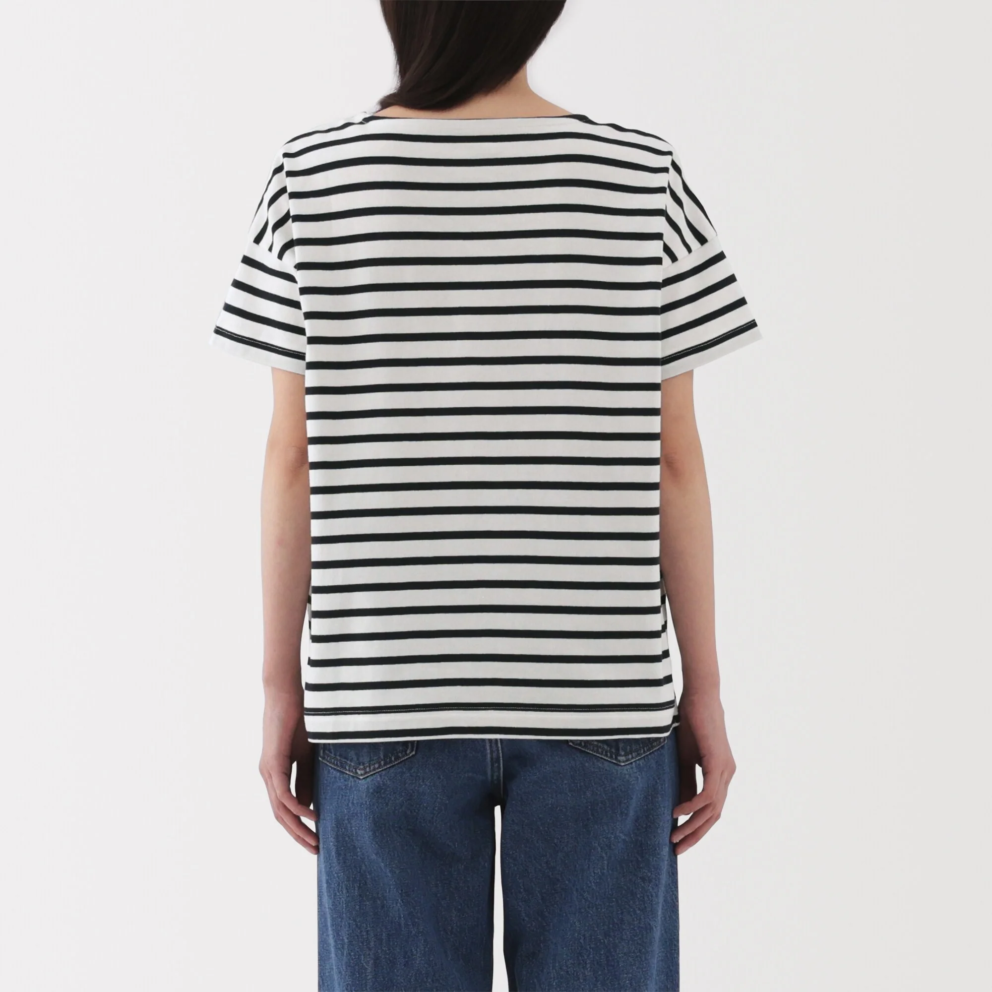 Women's Striped Boat Neck Short Sleeve T-Shirt - Image 39