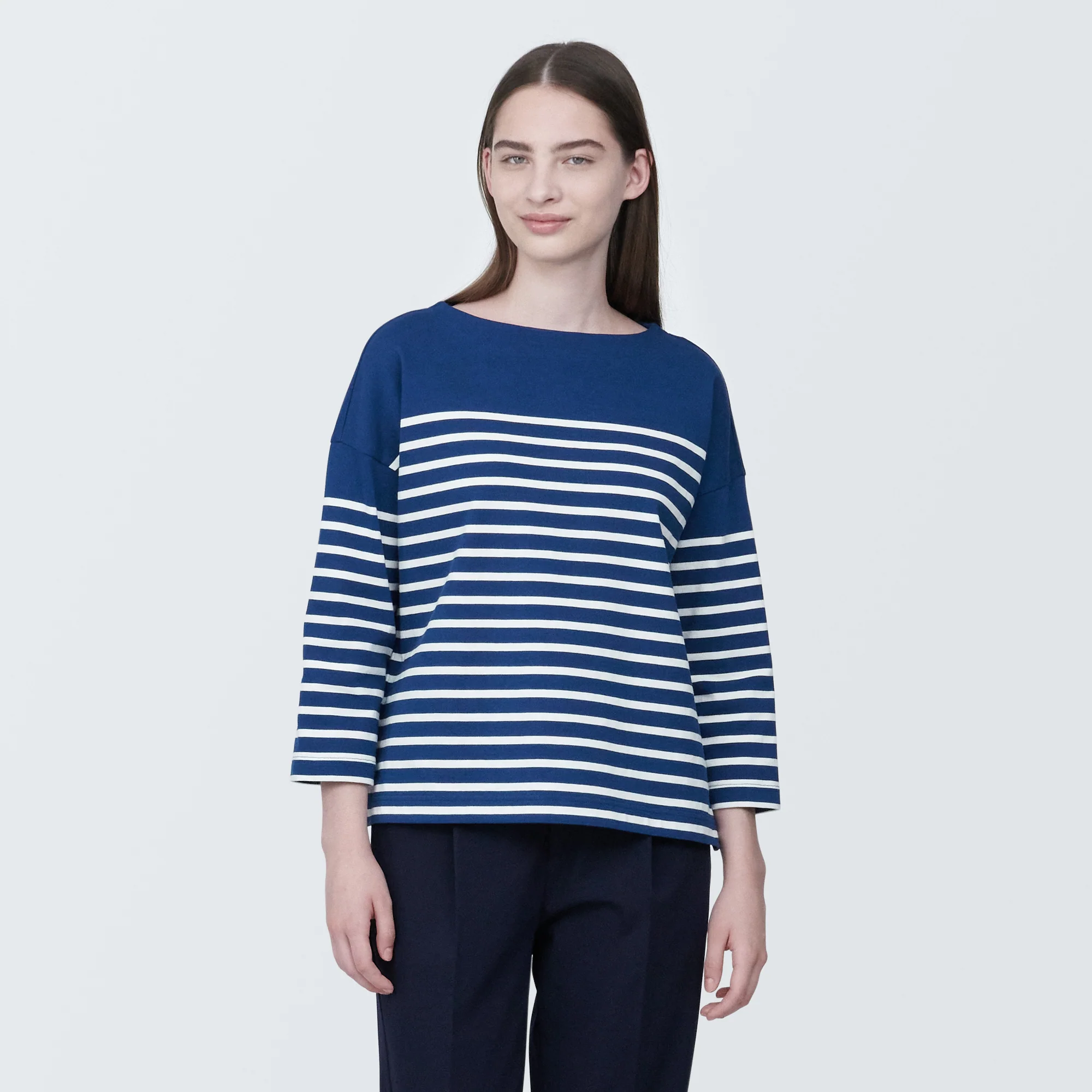 Women's Striped Boatneck 3/4 Sleeve T-Shirt - Image 27