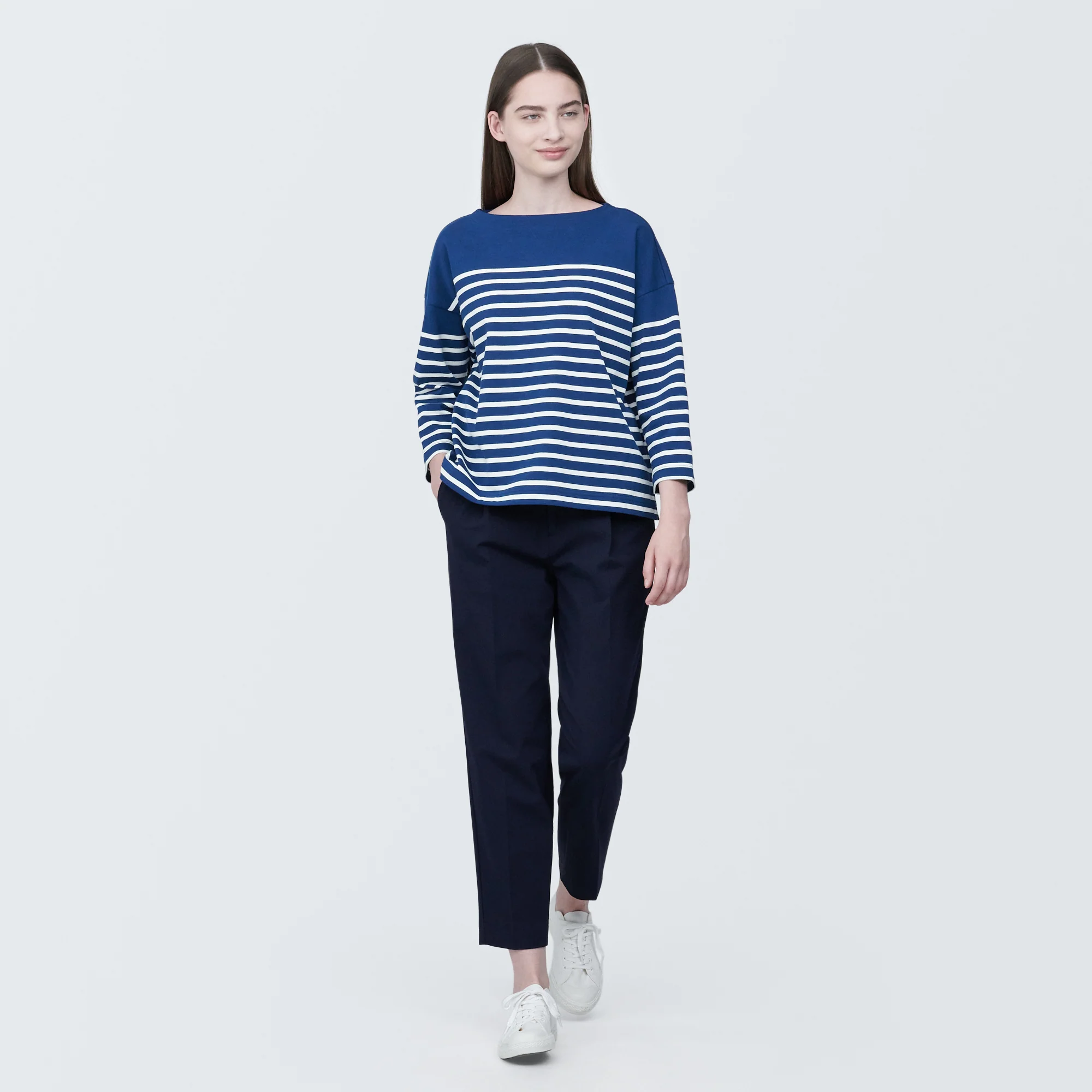 Women's Striped Boatneck 3/4 Sleeve T-Shirt - Image 28