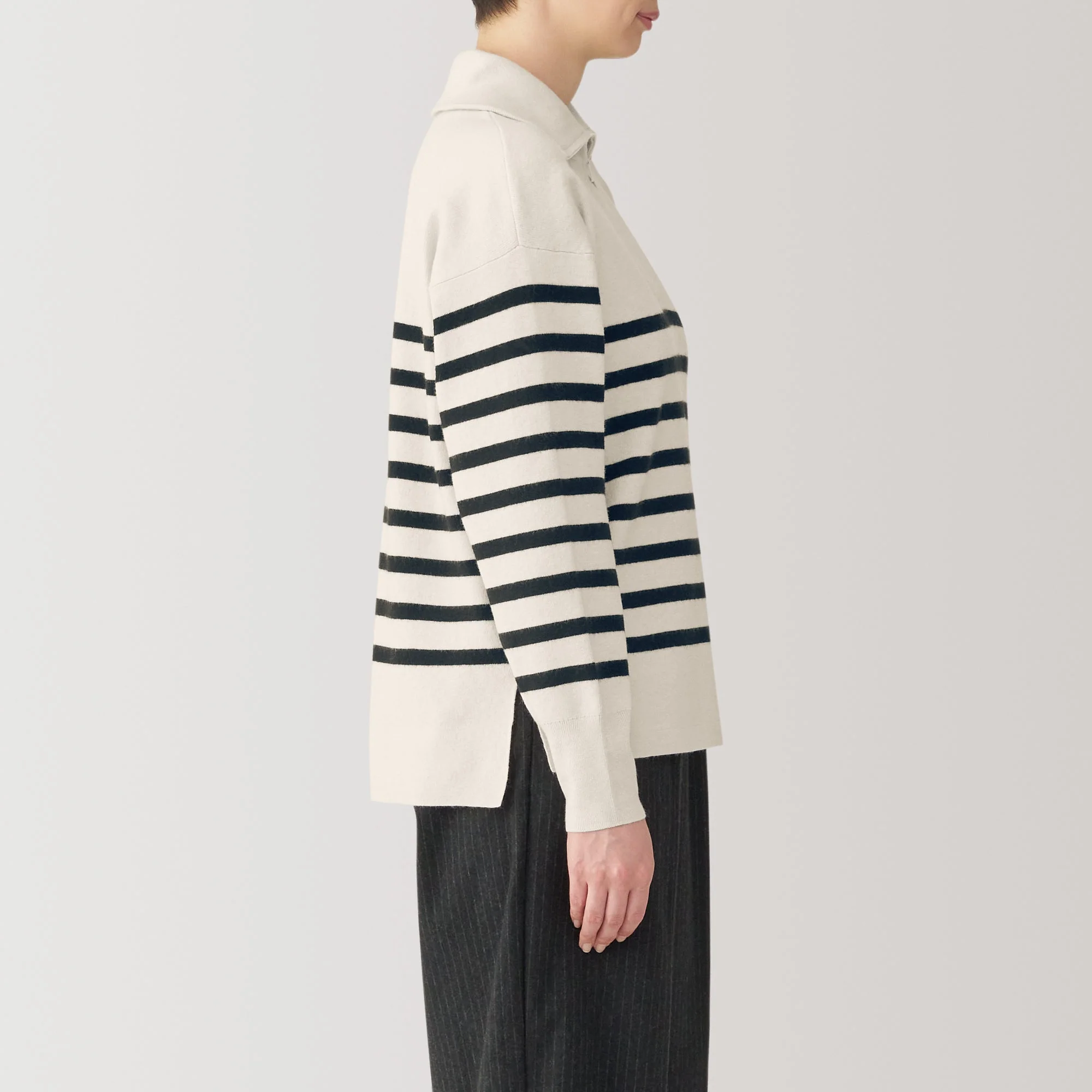 Women's Washable Milano Ribbed Half Zip Striped Sweater - Image 13