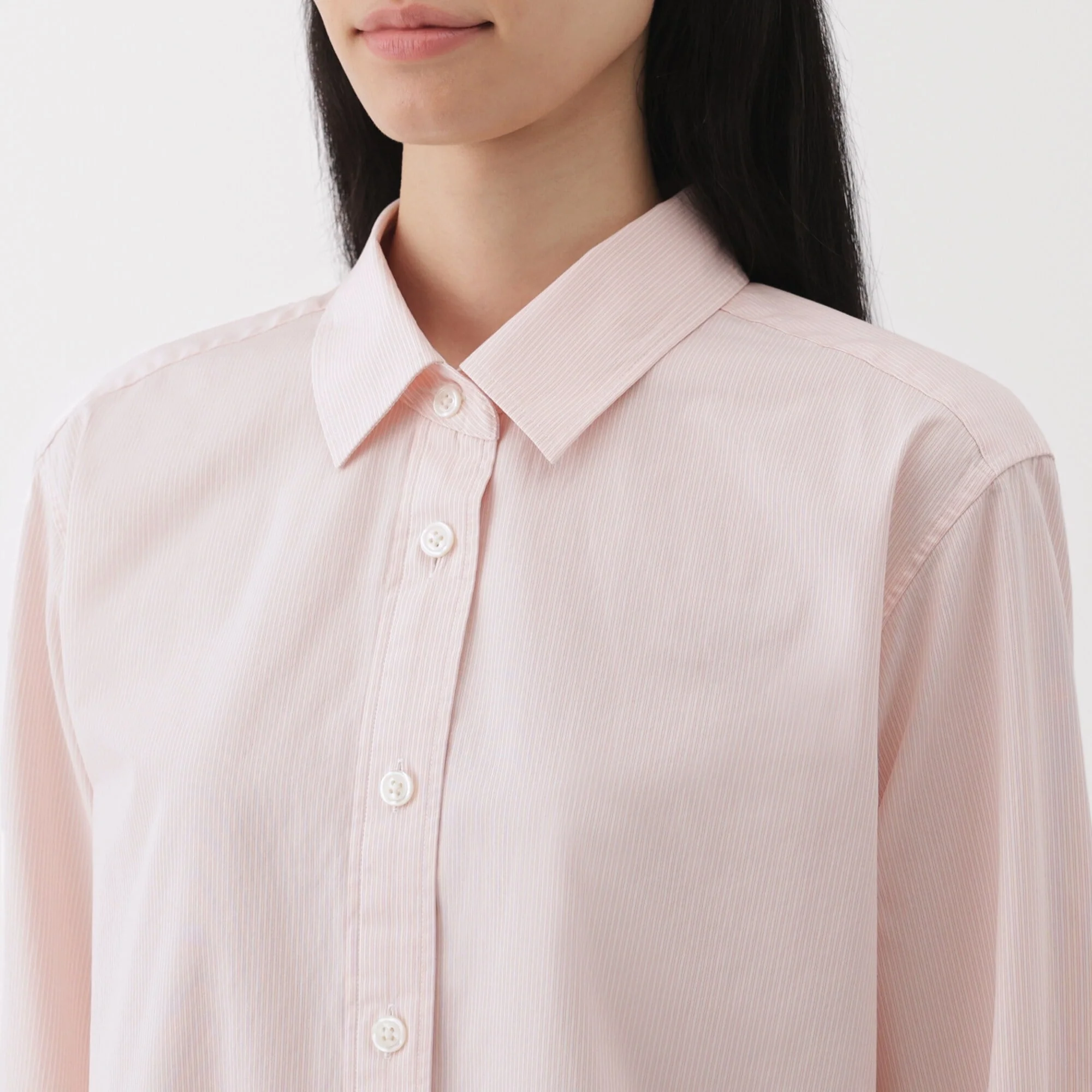 Women's Washed Broadcloth Regular Collar Long Sleeve Striped Shirt - Image 25