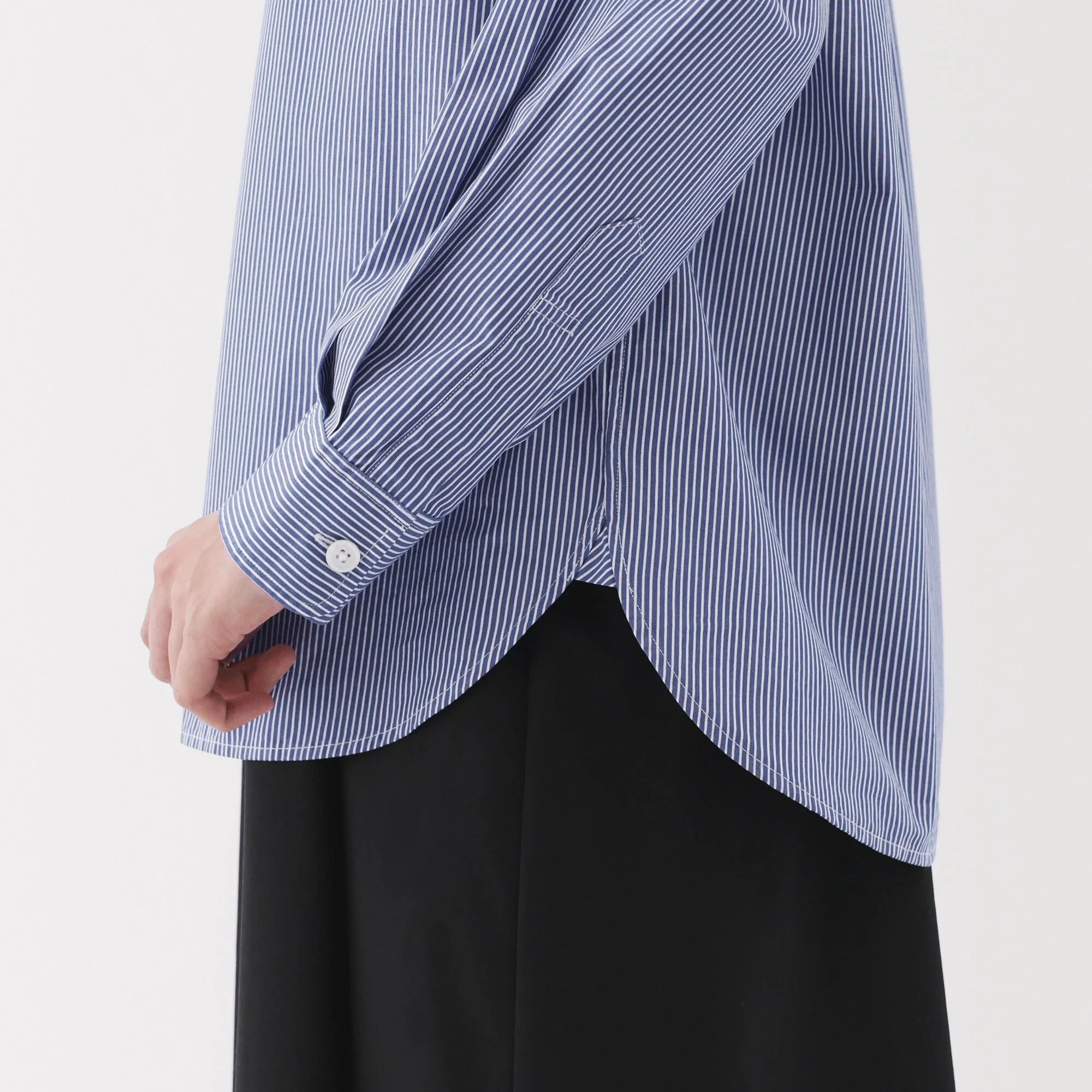Women's Washed Broadcloth Regular Collar Long Sleeve Striped Shirt - Image 8